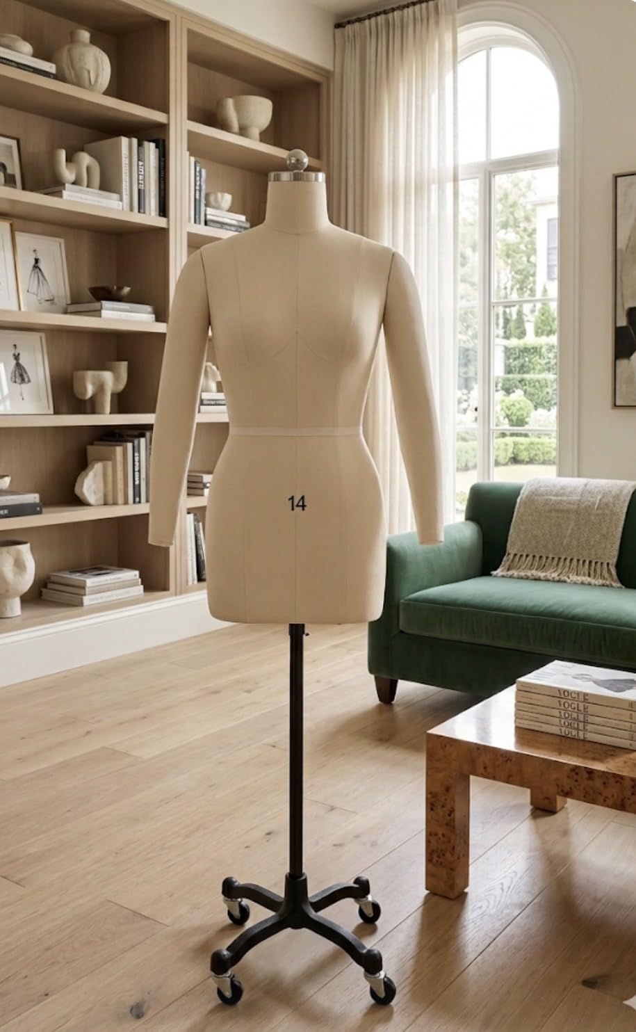 Bonnlo Female Sewing Mannequin, Size 6 Professional Dress Form for Display and Tailor Design, Height Adjustable Torso with Stable Metal Base (with arms, 6) customer photo 1