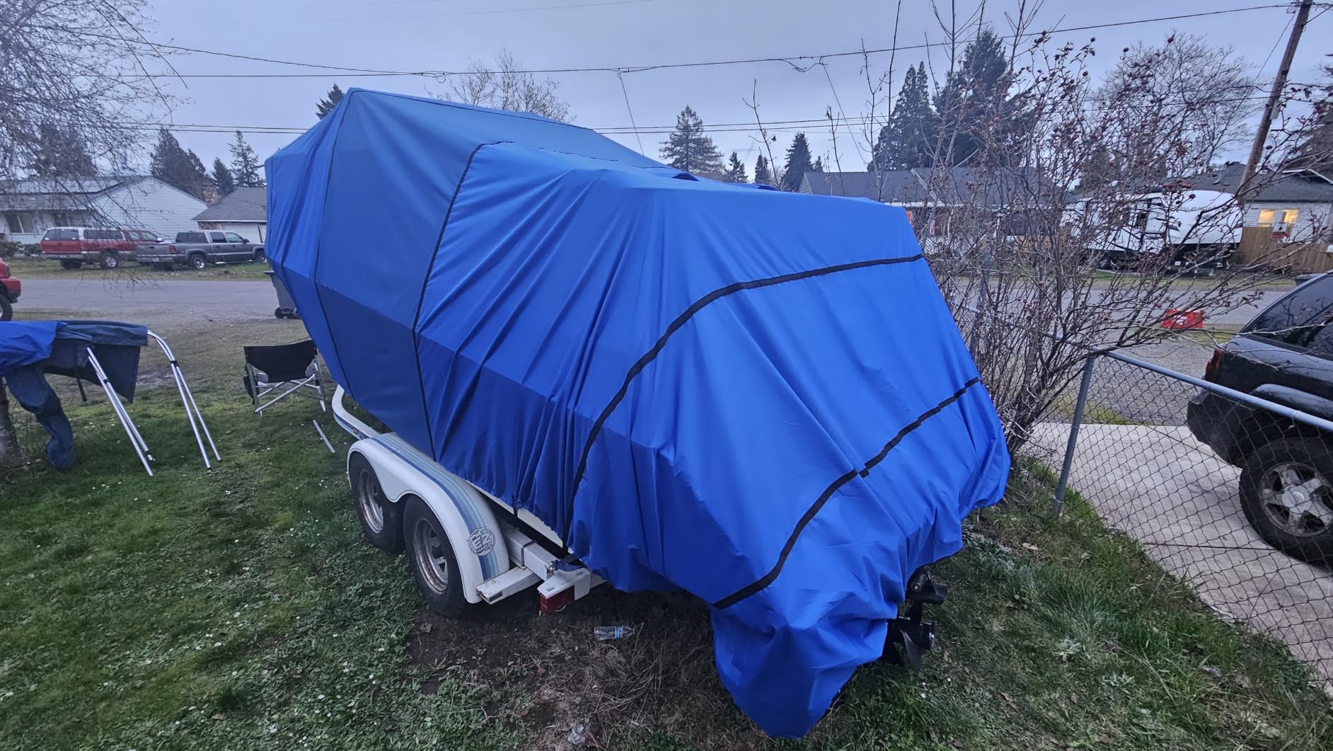 RVMasking Hard Top/T-Top Boat Cover, 1200D Partial Reinforced Waterproof Heavy Duty with Motor Cover for Center Console Boat with T TOP Roof, 24'-26' Long Beam Width up to 106