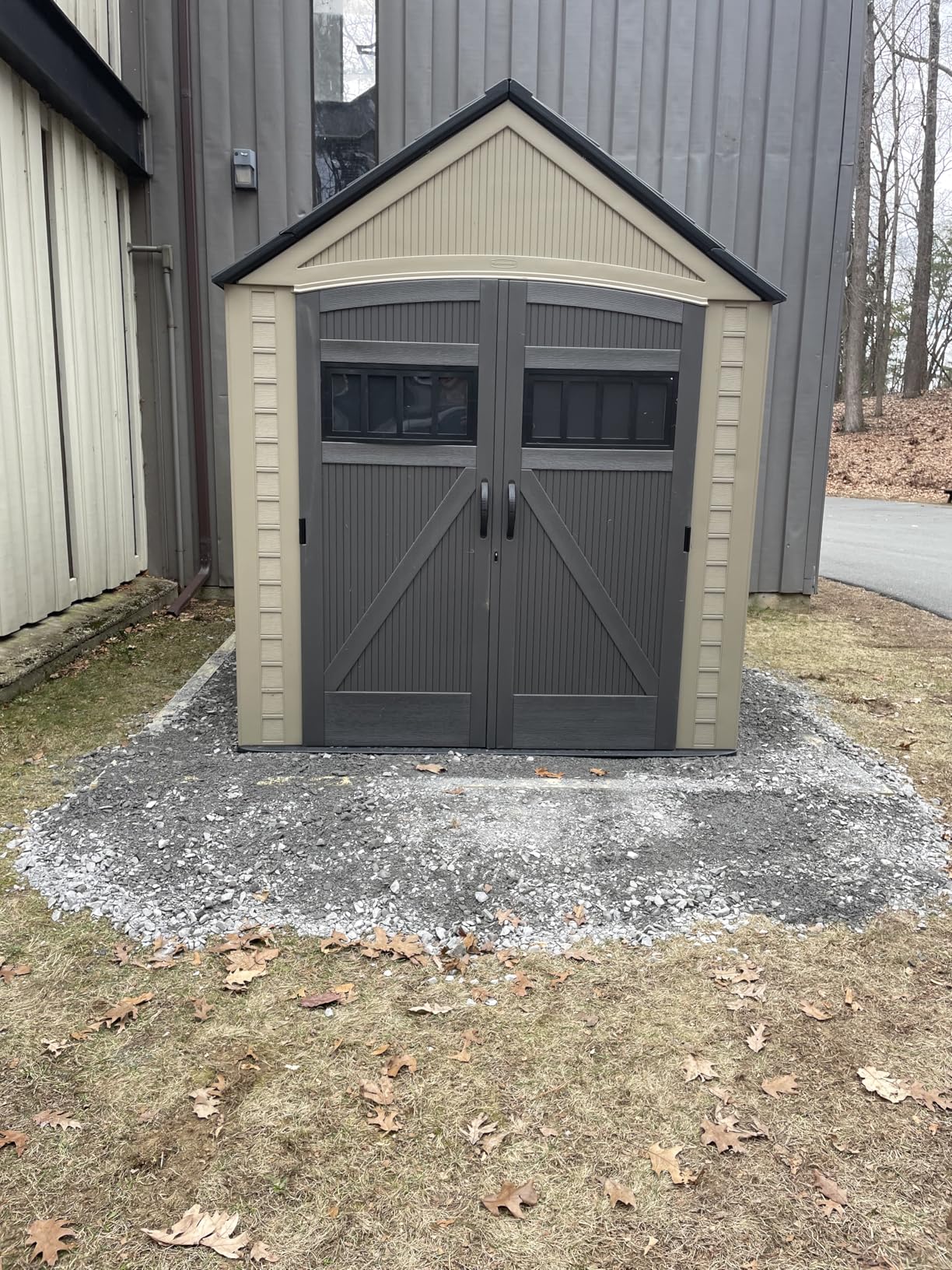 Rubbermaid Large Resin Outdoor Storage Shed With Floor (7 x 7 Ft.), Weather Resistant, Brown, Organization for Home/Lawn Mower/Backyard Equipment/Bike Storage/Pool Supplies customer photo 1