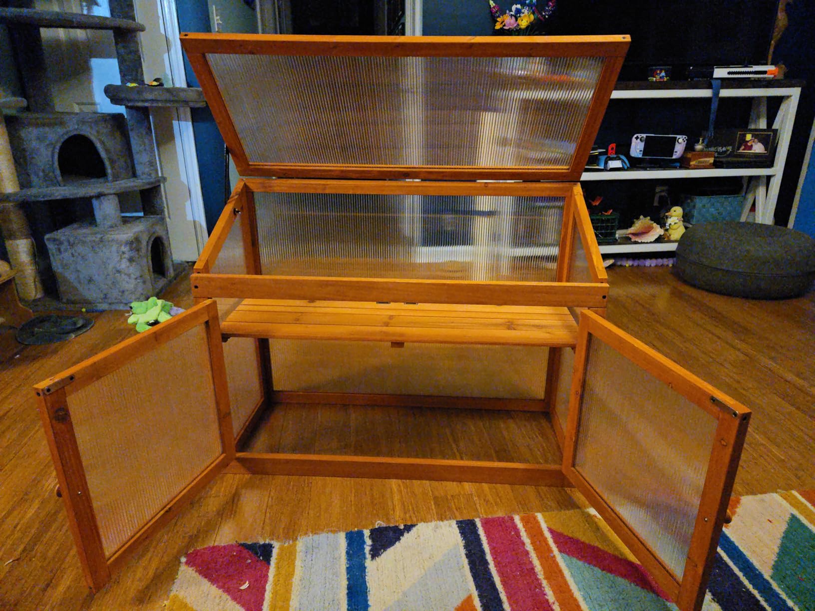 MCombo 2-Tier Wooden Cold Frame Garden Greenhouse Raised Flower Planter Shelf Bed Protection 6057-0160 (Dark Grey) customer photo 2