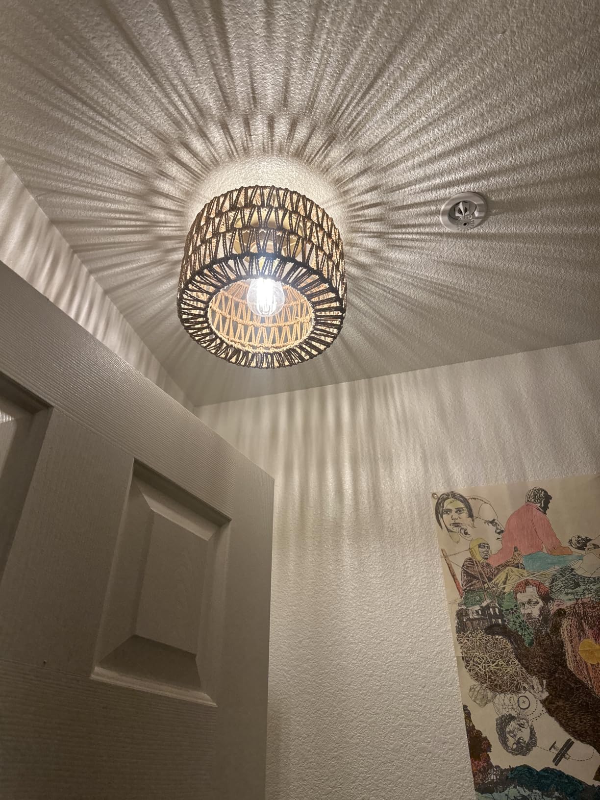 Rattan Ceiling Light Fixture, 3 Light Bohemian Modern Woven Ceiling Light, Boho Flush Mount Ceiling Light for Bedroom Living Room Dining Room, Bulb NOT Included customer photo 2