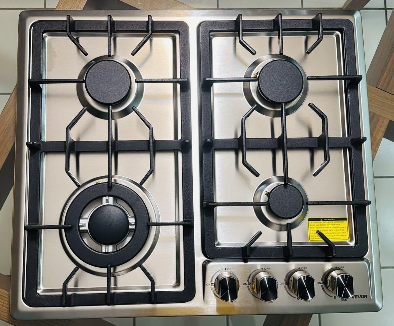 VEVOR 30-inch Gas Cooktop, 5 Burners Built-in Gas Stove Top, Max 12250BTU NG/LPG Convertible Stainless Steel Cooktops, with Thermocouple Protection for Camping, RV, Apartment customer photo 1
