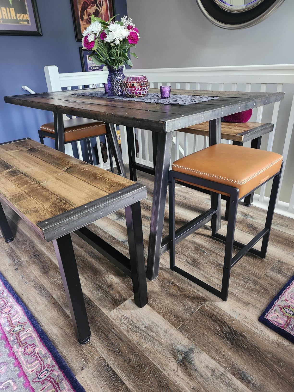 VASAGLE EKHO Collection - Bar Stools Set of 2, Counter Height Bar Stools, Synthetic Leather with Stitching, Mid-Century Modern Counter Stools, 26-Inch Tall, Caramel Brown customer photo 1