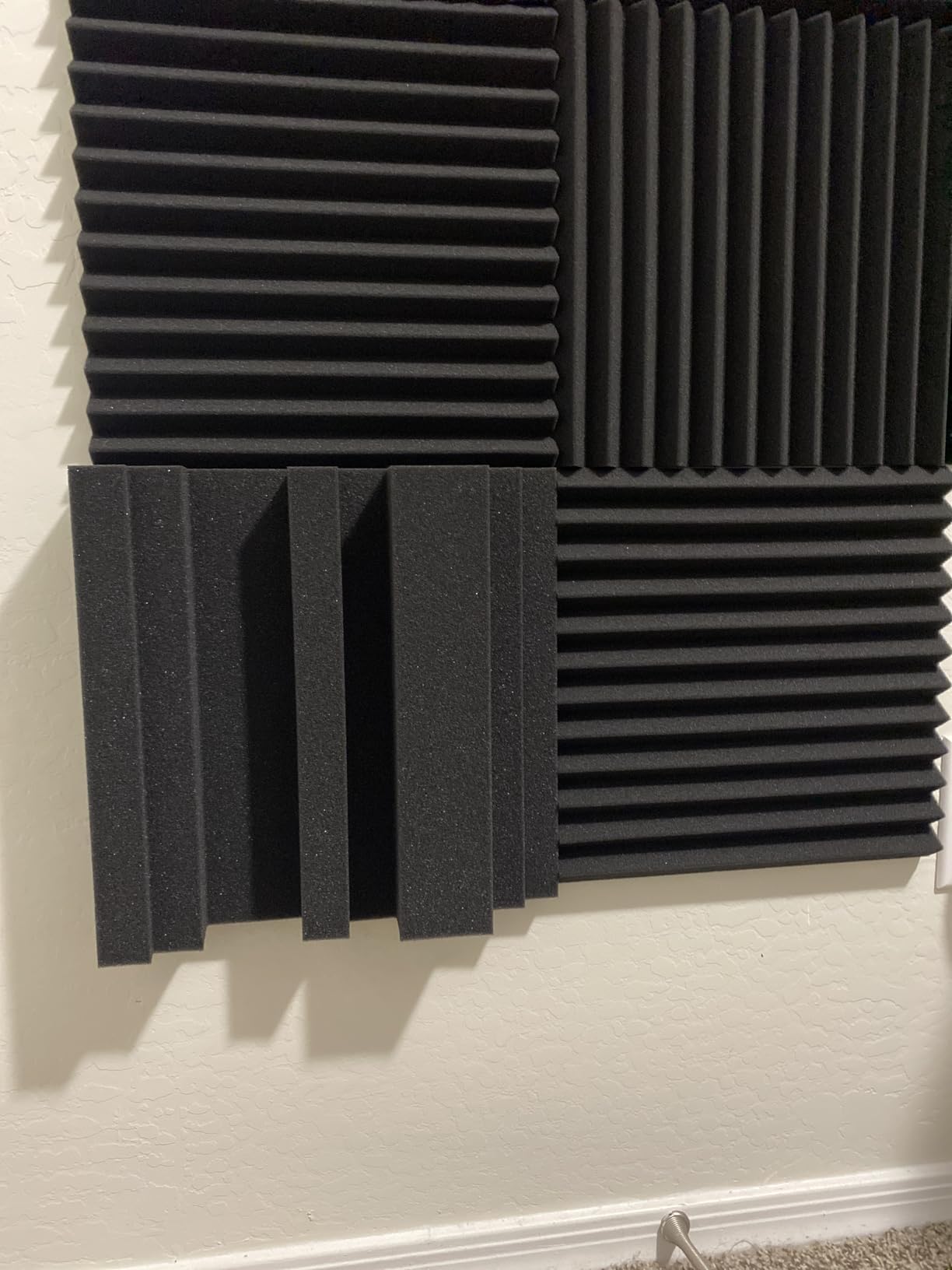 TroyStudio Thickened 12 X 12 X 3 Inch Acoustic Foam Panels in Diffusion Pattern, 12 Pcs High Density Sound Absorbing Foam Diffuser customer photo 1