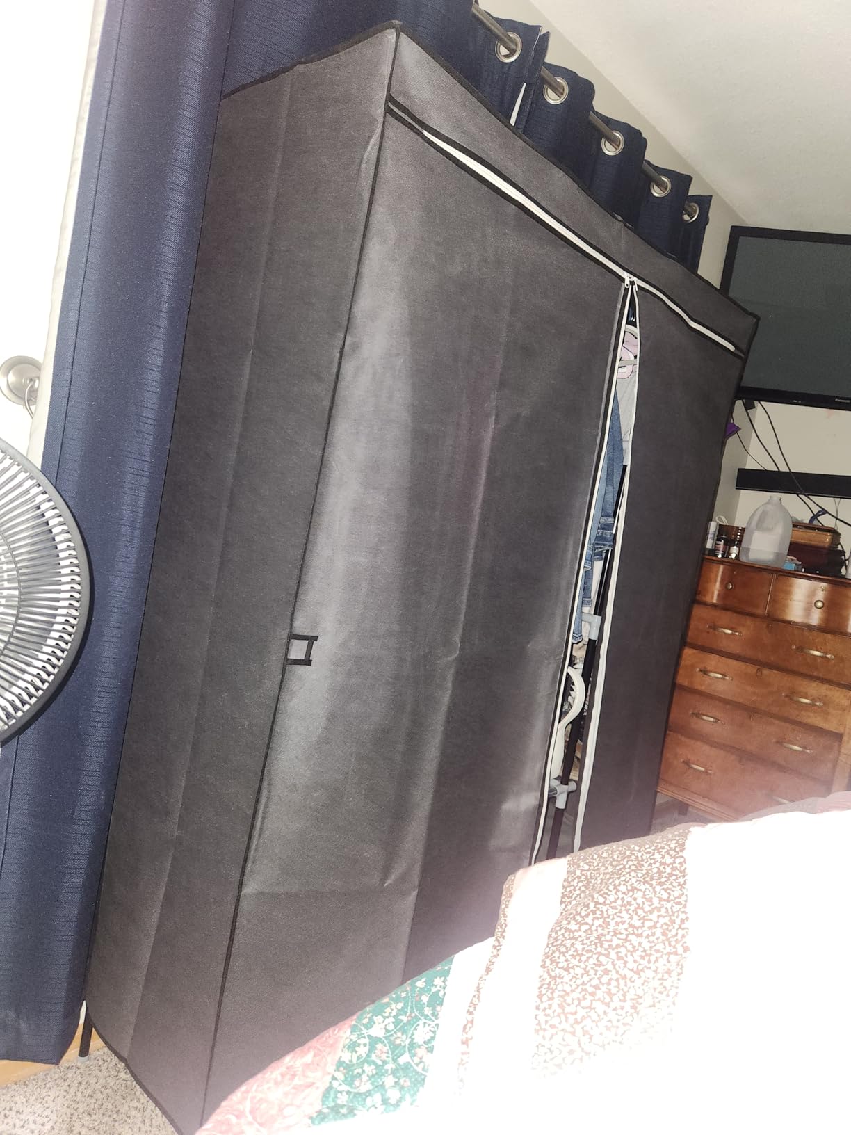 LOKEME Wardrobe Closet, Portable Closet for Bedroom Steel Pipe Diameter 19mm Strong and Sturdy Black Portable Closets for Hanging Clothes with 3 Hanging rods, 6 Storage Shelves and Side Pockets customer photo 1
