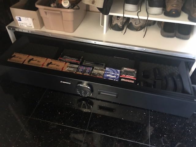 Under Bed Safe, Rapid Heavy Duty Gun Safe for Long Guns, Rifle, Shotguns, Pistols, Drawer Safe Firearm Case Box with Keypad/Key Access, Silent Mode customer photo 2
