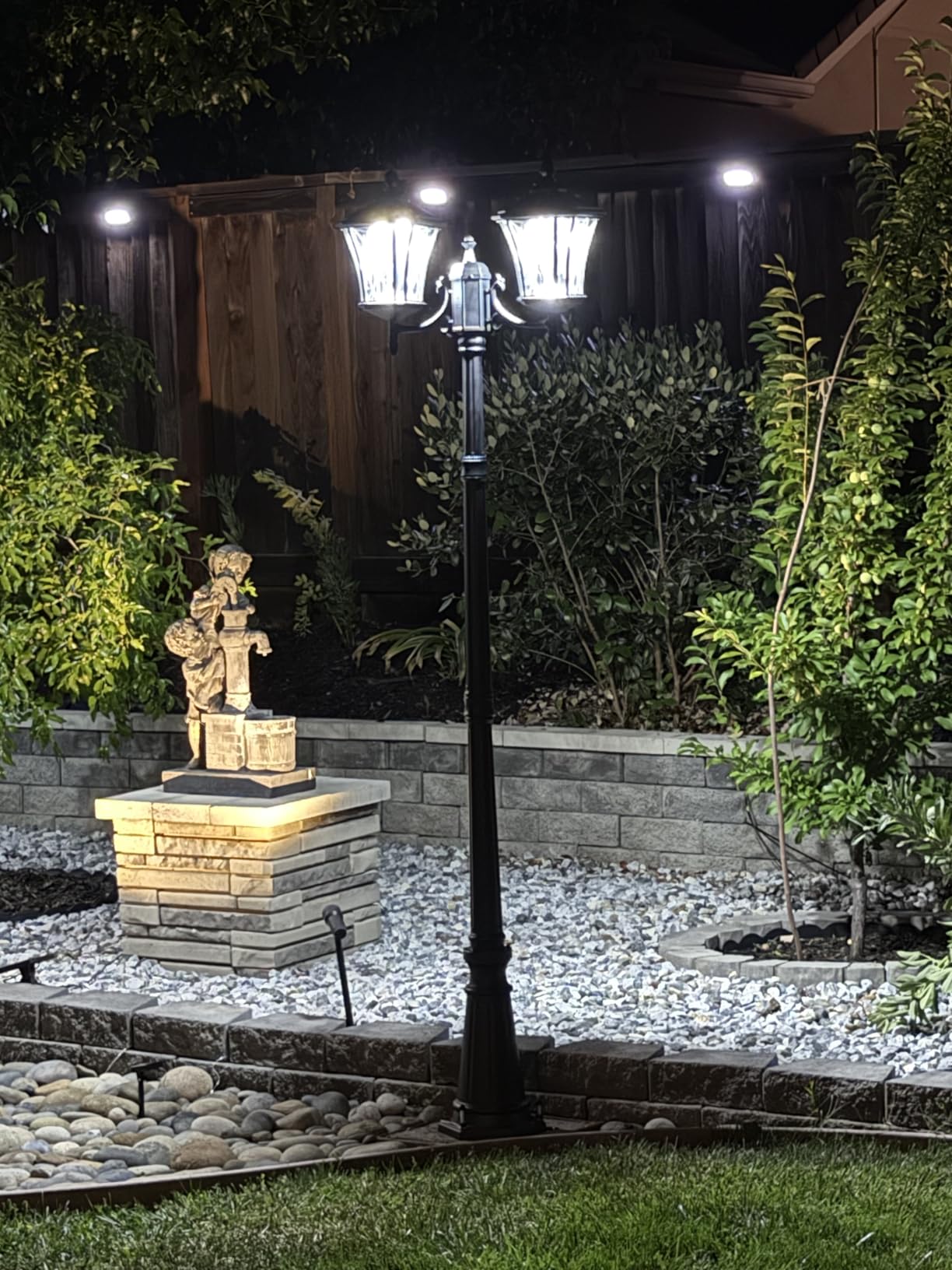Motion Sensor Outdoor Post Lights with Pier Mount Base, Dusk to Dawn Outdoor Pillar Lamps Waterproof Exterior Post Lamp with Patterned Glass Outdoor Pole Lights for Patio, Porch, Gate customer photo 2