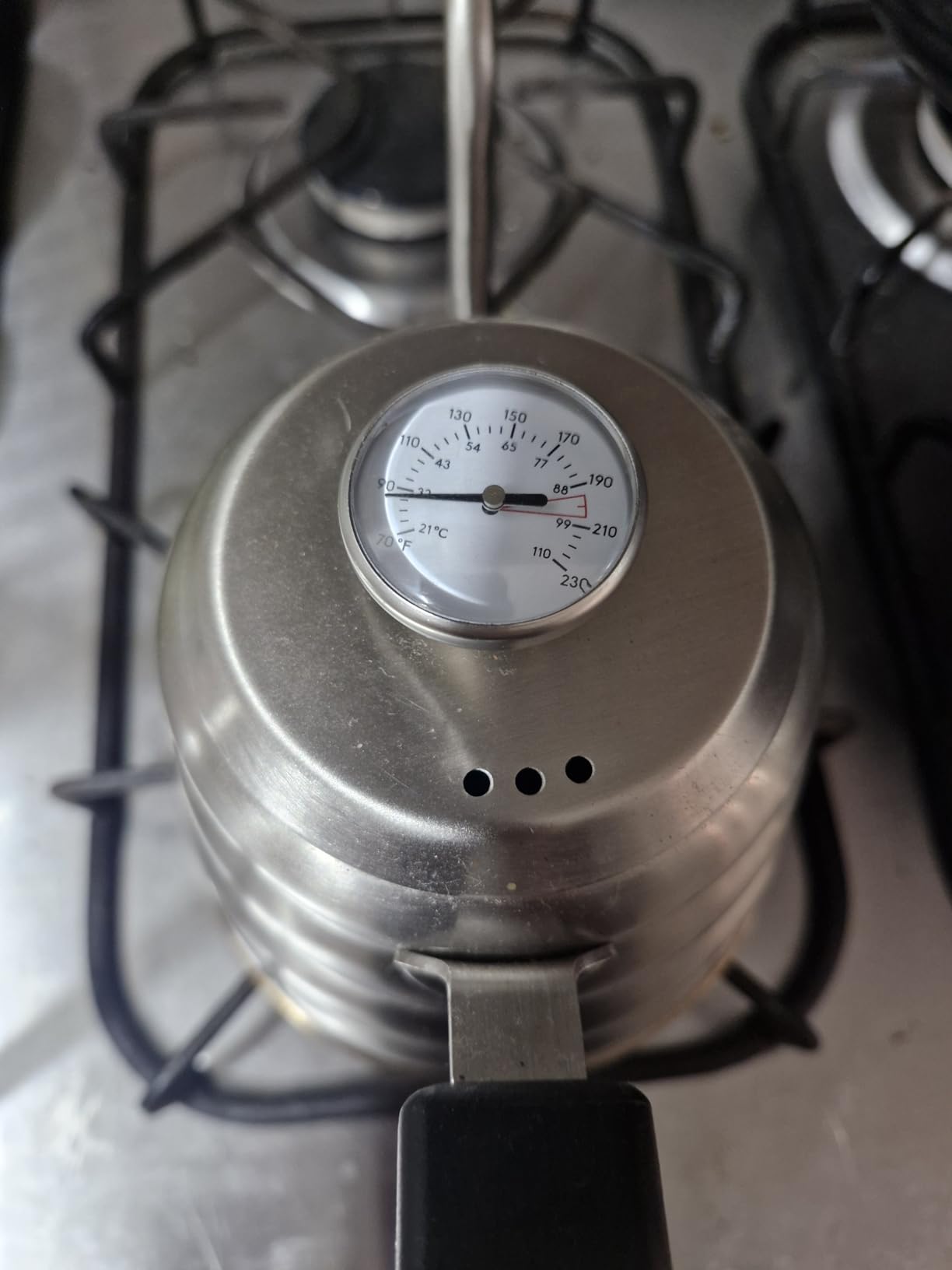 Gooseneck Kettle for Manual Drip Coffee & Tea 40oz Stainless Steel Pour Over Coffee Kettle with Thermometer Tea Kettle for Stovetop, 1200ml, 6 Cup, Silver, 1Pack customer photo 2
