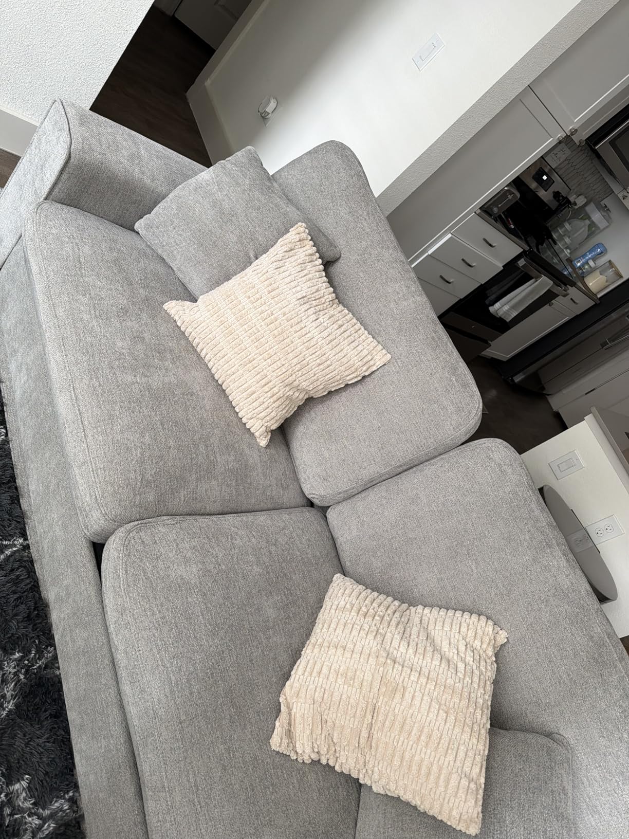 DOPEDIO Modern Loveseat Sofa for Living Room, Chenille Recliner, Removable Cover, Pocket Spring Cushions, Solid Wood Frame, Easy Assembly for Small Spaces (71.25inch, Beige) customer photo 2