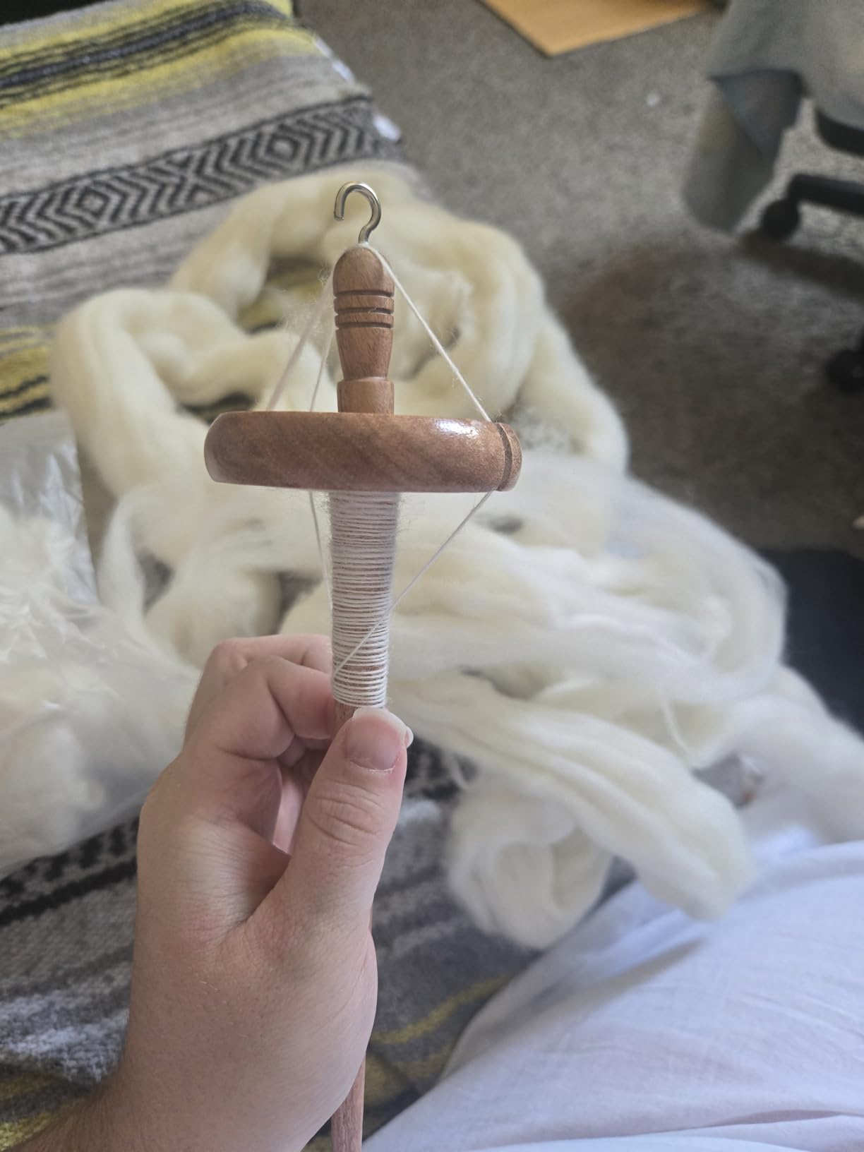 Savina Wooden Hardwood Drop Spindle Top Whorl Yarn Spinner Wheel for Beginners & Advanced, Hand Spinning, Spin Roving into Yarn customer photo 2