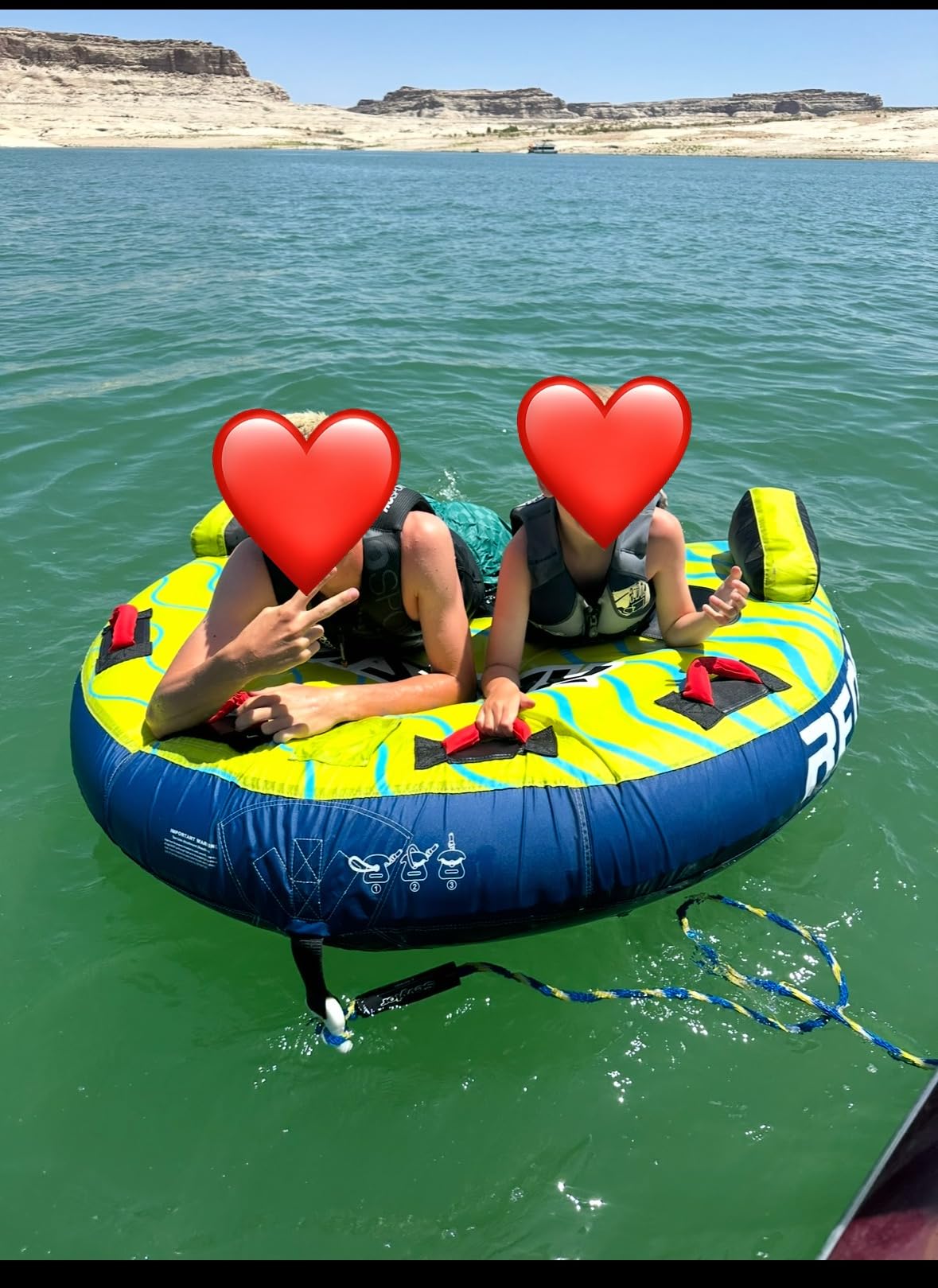 Towable Tubes for Boating 2-3 Person, Heavy Duty Boat Tubes and Towables, Inflatable Water Tubes for Boats to Pull with Fins, Drainage, Quick Connector, Large Capacity customer photo 2