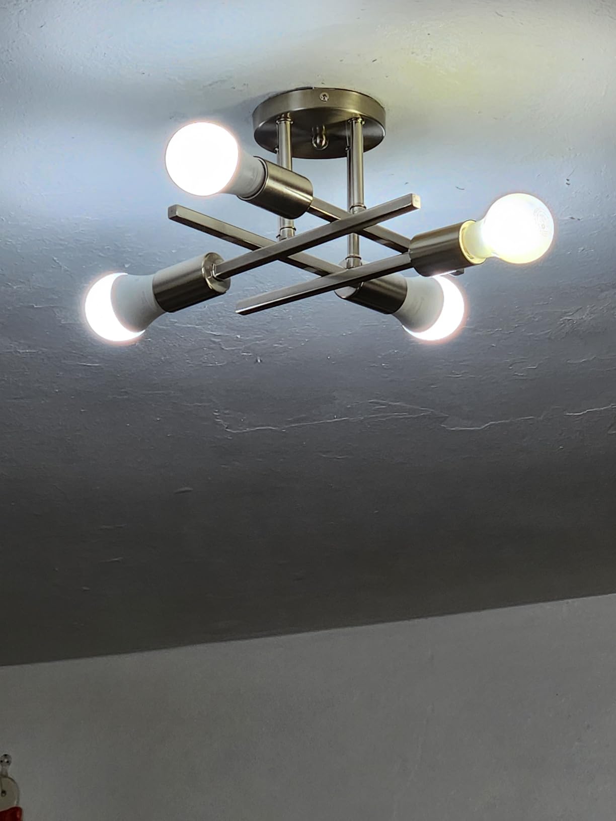 Ceiling Light, Dining Room Light Fixture with E26 Base, Semi Flush Mount Ceiling Light Fixture, Kitchen Lighting Fixtures Ceiling, 4-Light Matte Black Chandelier for Bedroom customer photo 1
