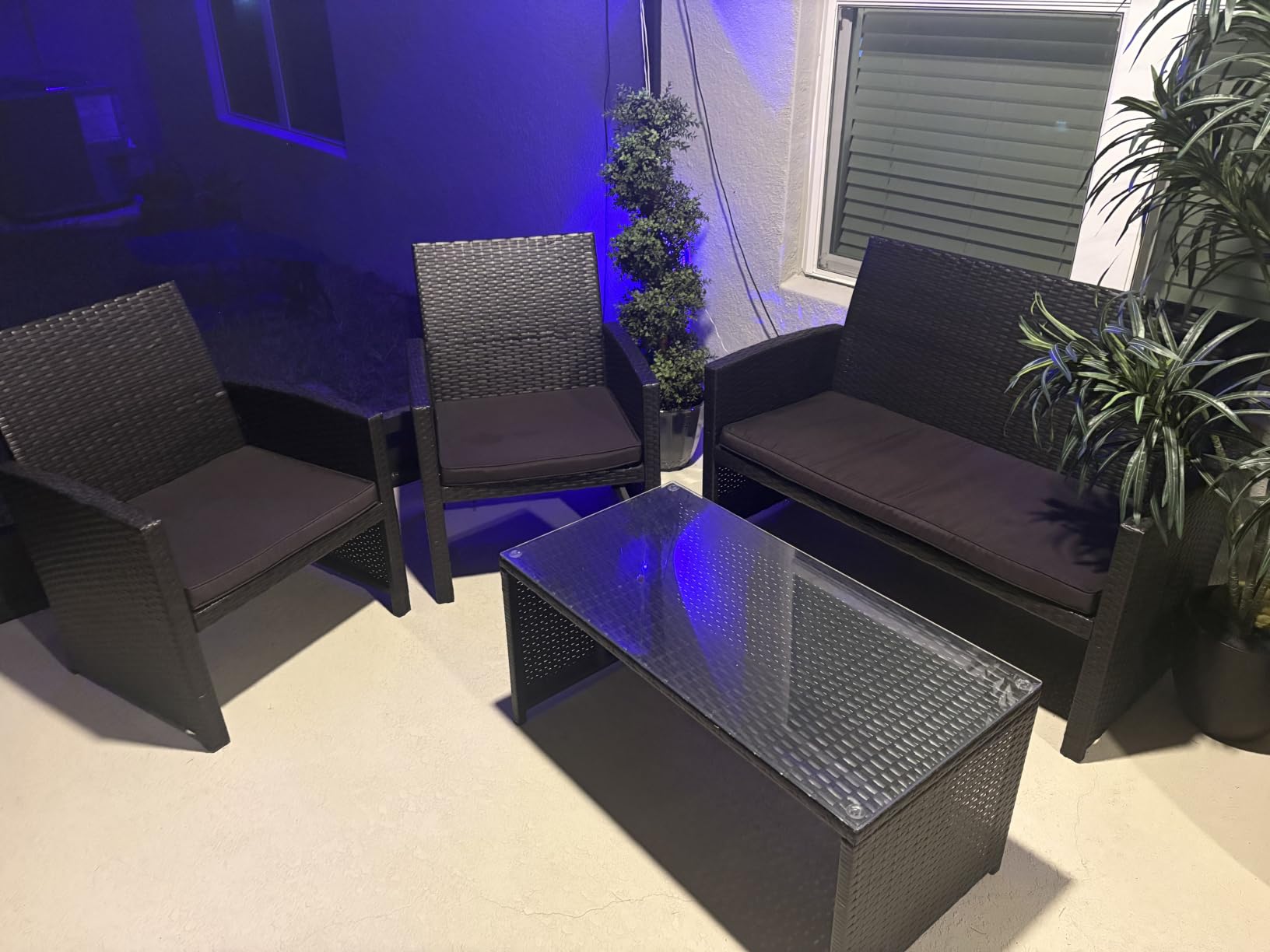Best Choice Products 4-Piece Outdoor Wicker Patio Conversation Furniture Set for Backyard w/Coffee Table, Seat Cushions - Brown/Navy customer photo 1