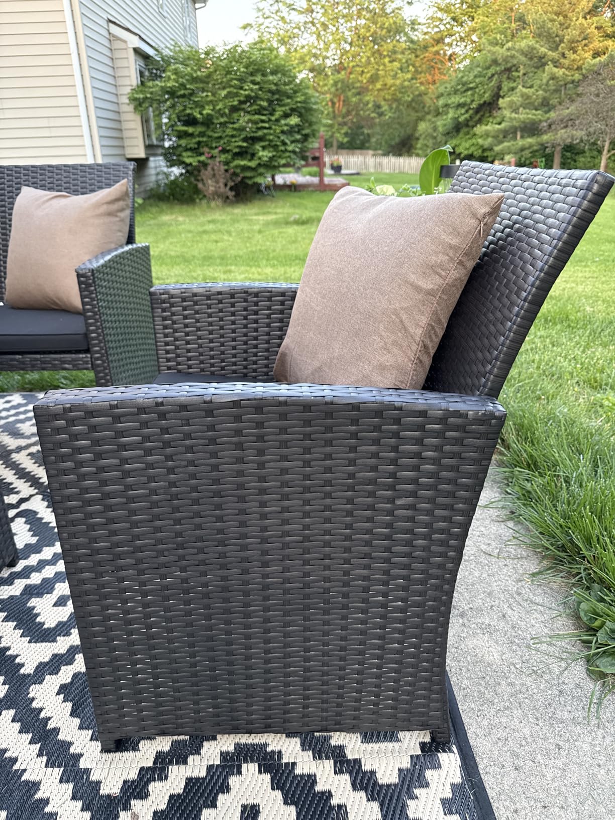 Best Choice Products 4-Piece Outdoor Wicker Patio Conversation Furniture Set for Backyard w/Coffee Table, Seat Cushions - Brown/Navy customer photo 2