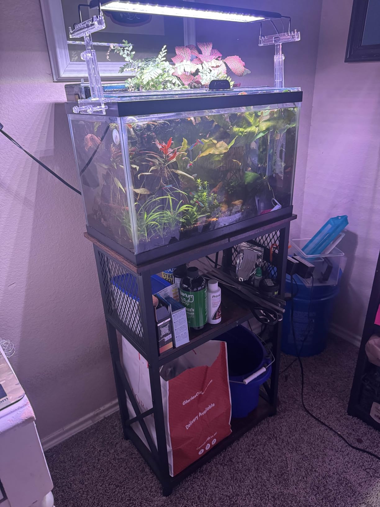 Snughome 10 Gallon Aquarium Stand, 3-Tier Storage Fish Tank Stand 220 lb Top, Fits 5/10 Gallon, Waterproof / Small Space, 20.47