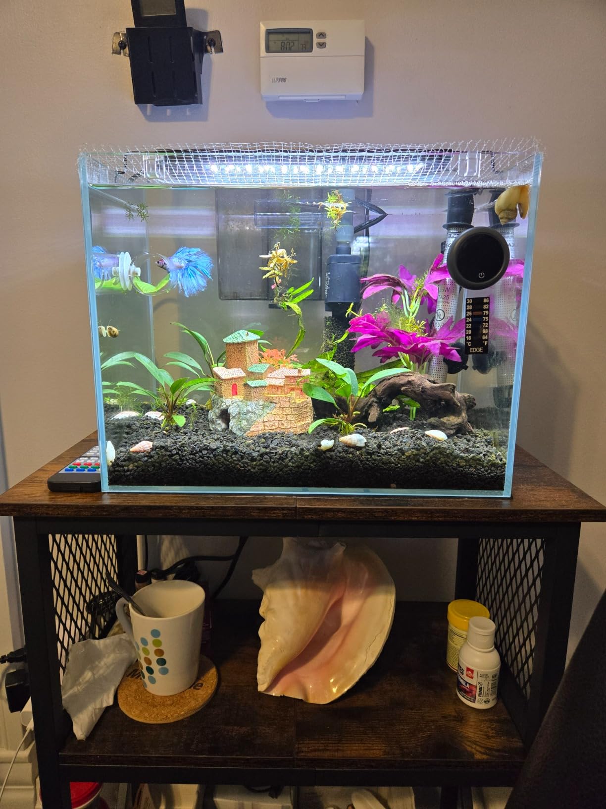 Snughome 10 Gallon Aquarium Stand, 3-Tier Storage Fish Tank Stand 220 lb Top, Fits 5/10 Gallon, Waterproof / Small Space, 20.47