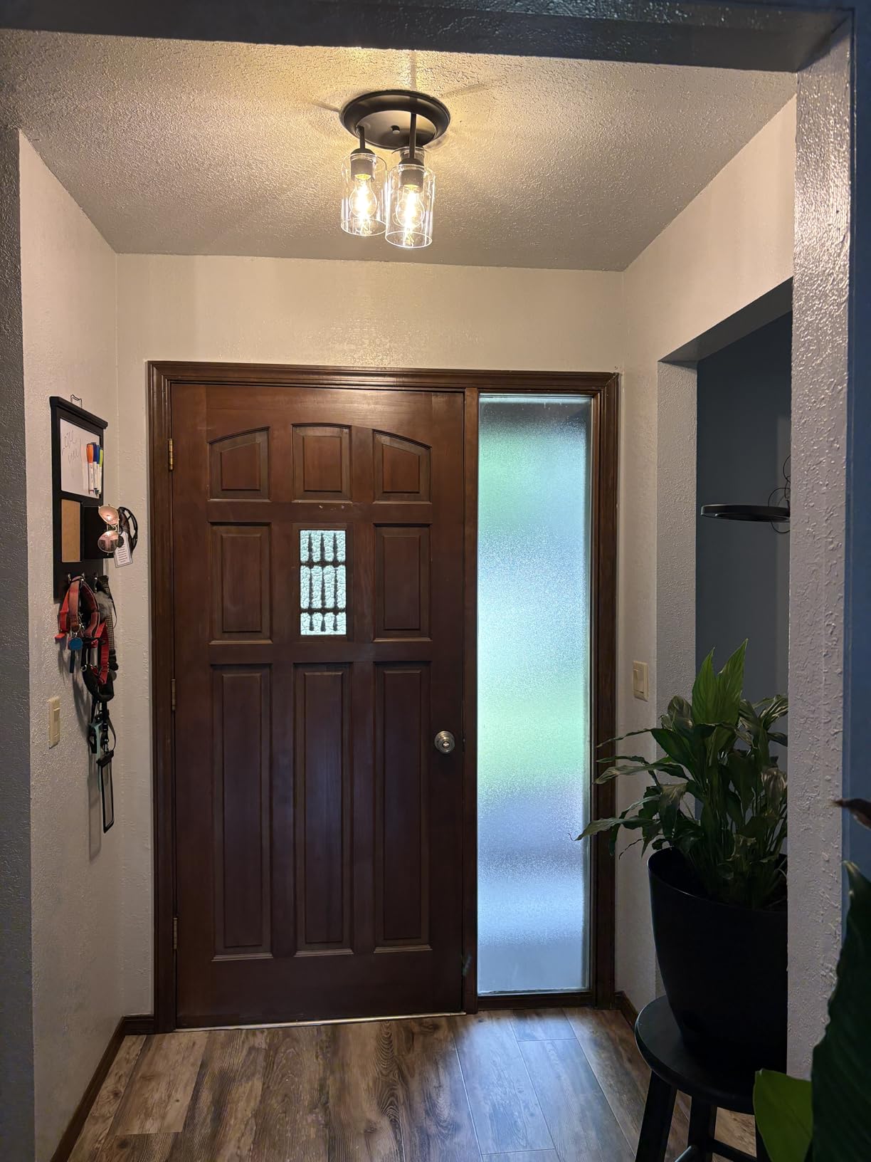 Kalium 3-Lights Semi Flush Mount Ceiling Light Fixture, Matte Black Light Fixtures, Ceiling Light for Kitchen, Foyer, Entryway, Farmhouse, Home Decor, Clear Glass Shade. customer photo 1