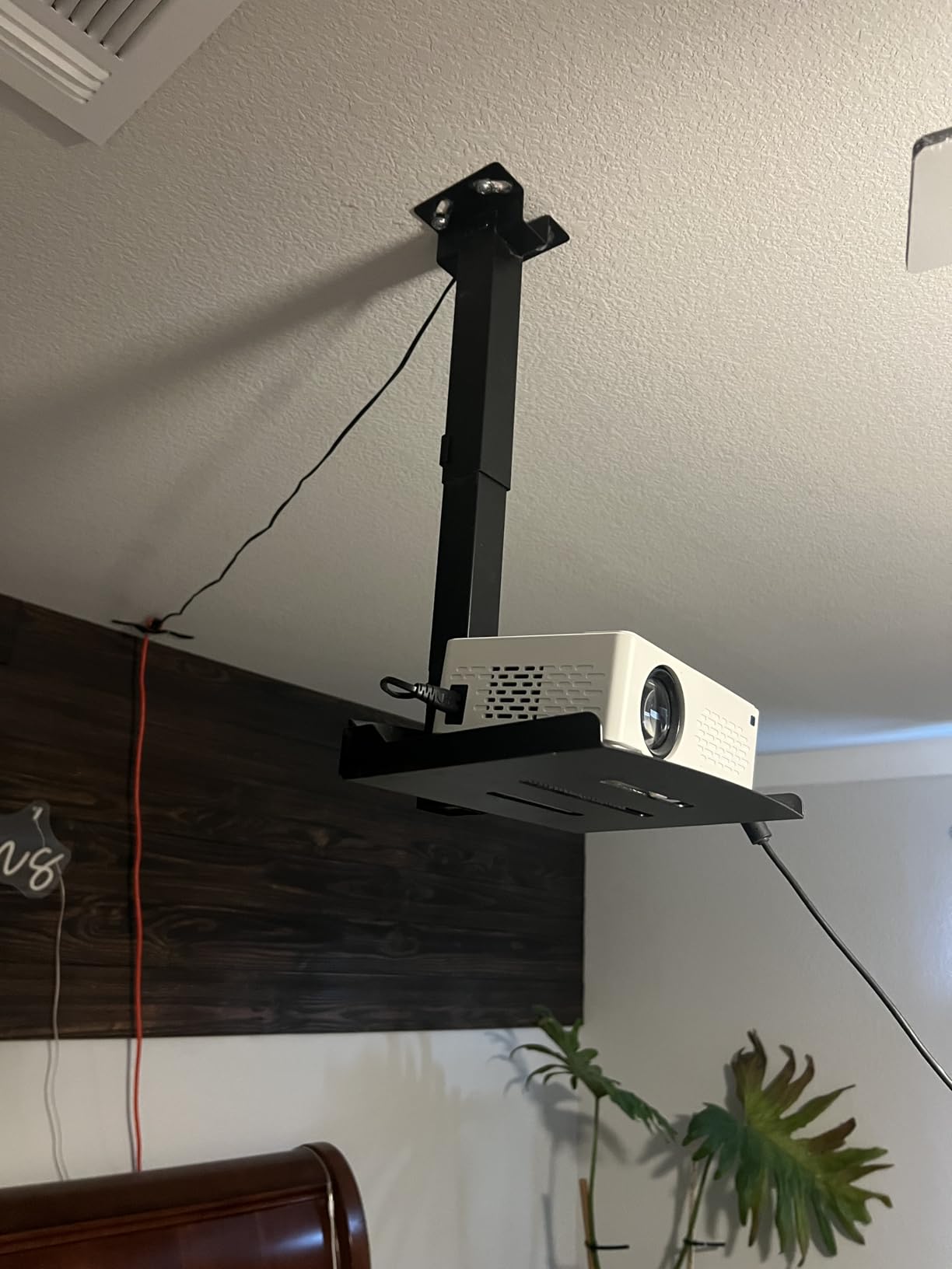PUTORSEN Adjustable Projector Ceiling Mount, Universal Projector Shelf for Ceiling and Wall, Holds up to 22lbs, No Hole Installation, Hidden Cable Routing, Black customer photo 2