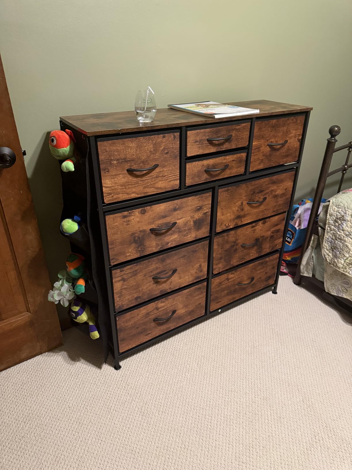 WLIVE Dresser for Bedroom with 10 Drawers, Fabric Dresser Chest of Drawers with Side Pockets and Hooks, Sturdy Metal Frame, Drawers Organizer Unit for Living Room, Hallway, Black customer photo 1