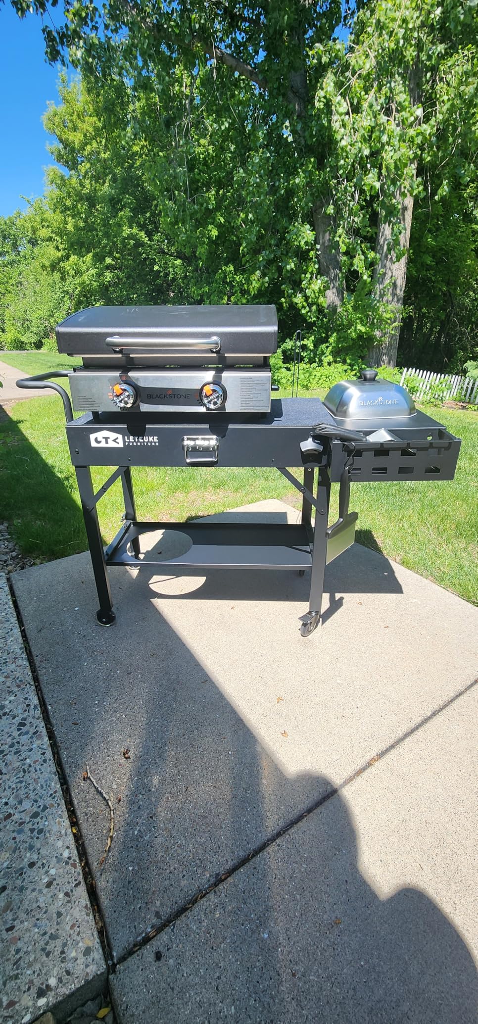 Leteuke Grill Cart for Blackstone Griddle, Portable Outdoor Grill Table, Foldable Cart Table with Wheels for Ninja, Griddle Stand Fit 17 Inch Or 22 Inch, BBQ Prep Tables with Seasoning Tray customer photo 2