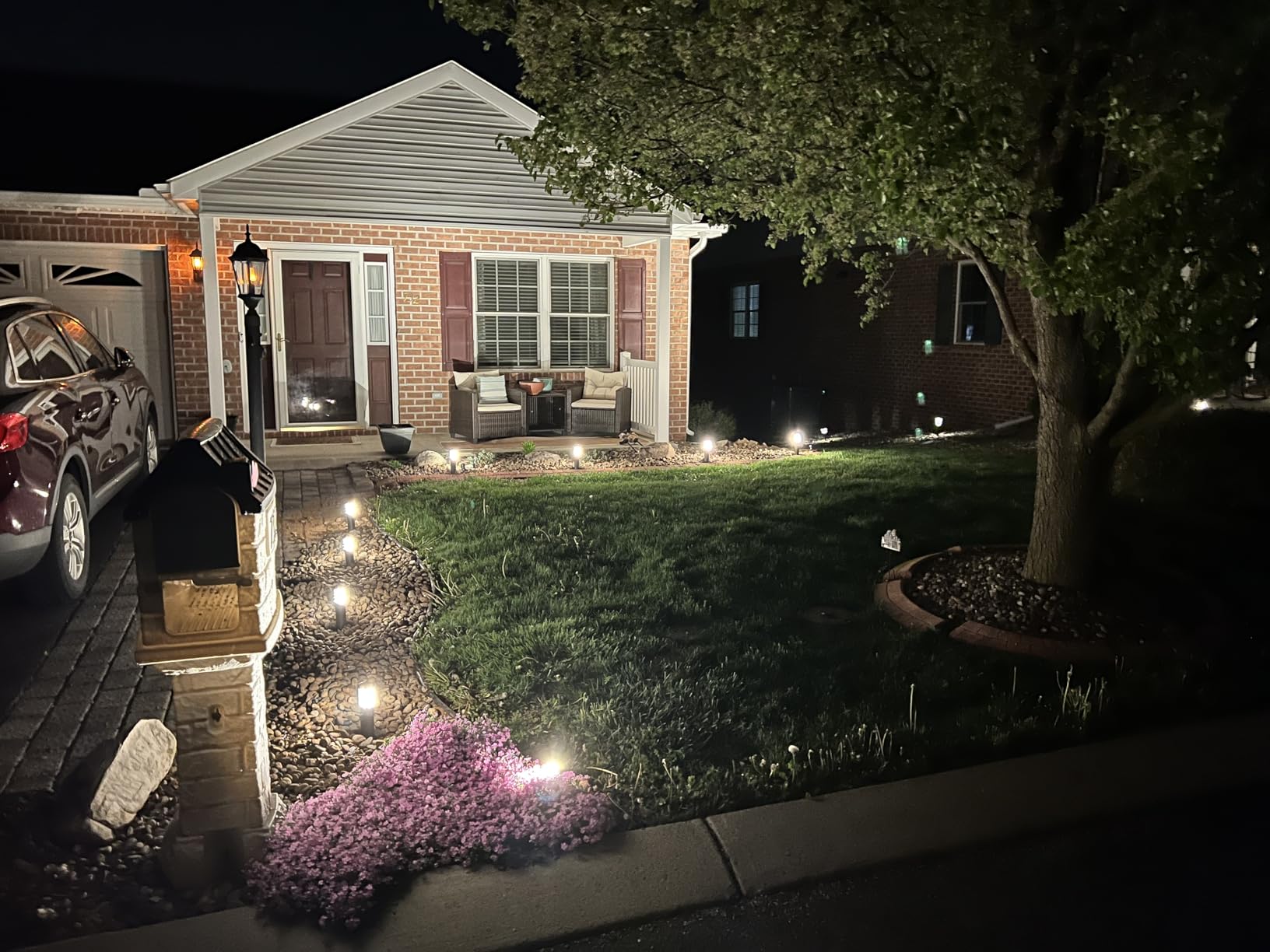 SUNVIE 3W Low Voltage Landscape Lighting LED Landscape Spotlights with Connectors Waterproof Low Voltage Landscape Lights 3000K Warm White Uplights Outdoor Spot Lights for Yard Garden House, 4 Pack customer photo 1