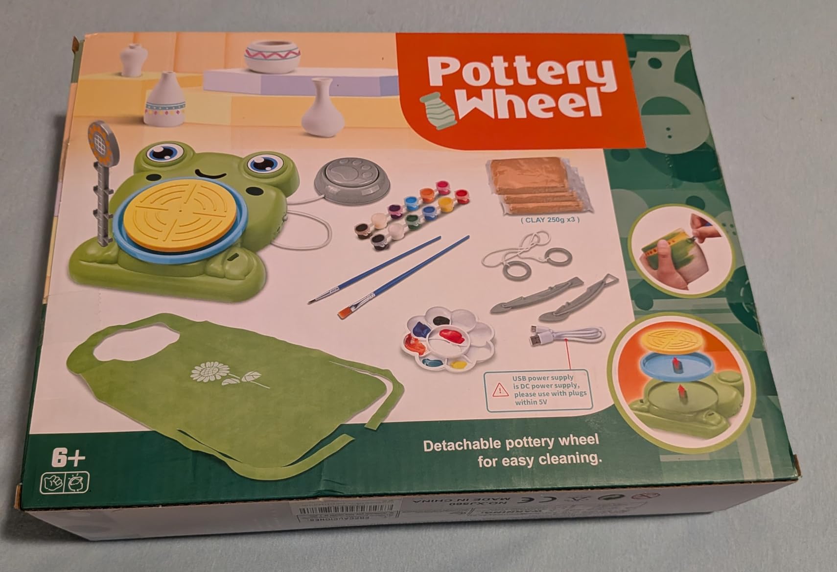 Aujazyble Pottery Wheel for Kids - Complete Pottery Painting Kit Arts and Crafts for Kids Ages 8-12 with 3 Pack Air Dry Clay Art Supplies Toys for Girls Boy Birthday Gift customer photo 2