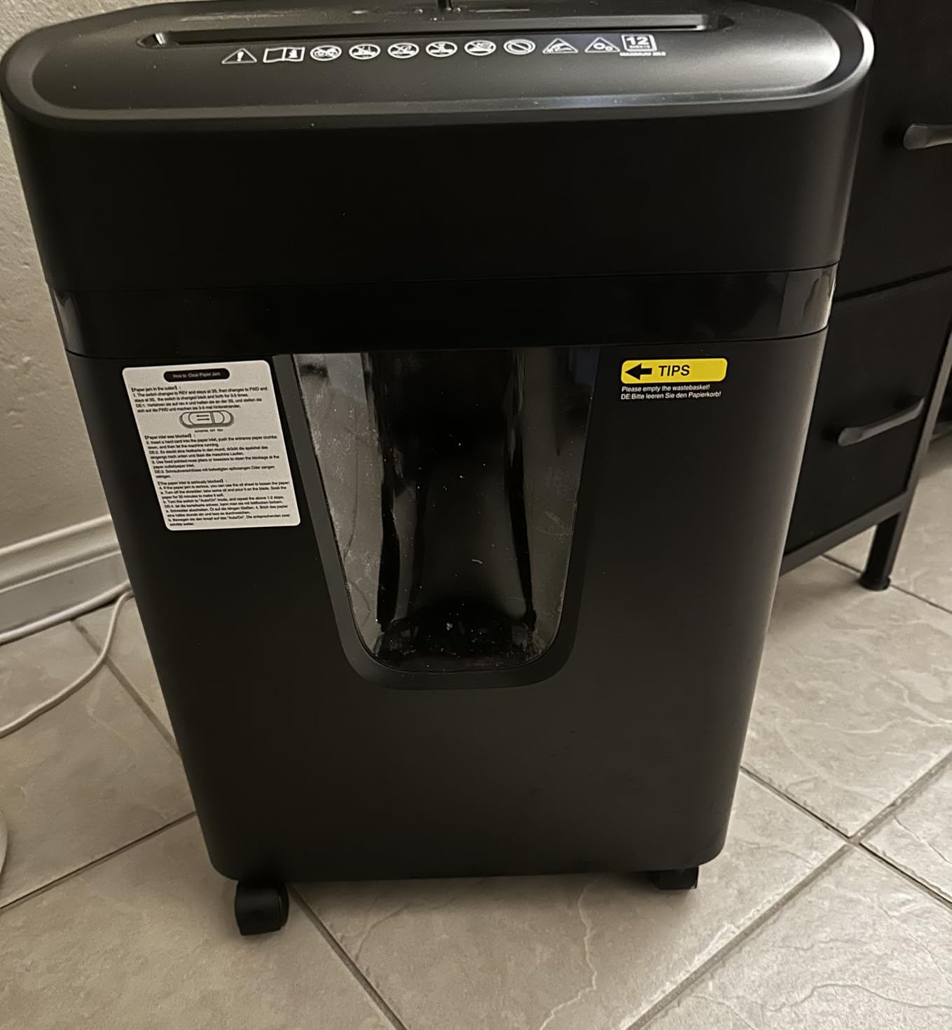 Bonsaii 12 Sheet Paper Shredder for Home Office, Heavy Duty Cross Cut Shredder with 5.5 Gal Pullout Bin, Home Shredder for CDs/Credit Card/Document/Mail, P-4 Security Level customer photo 2