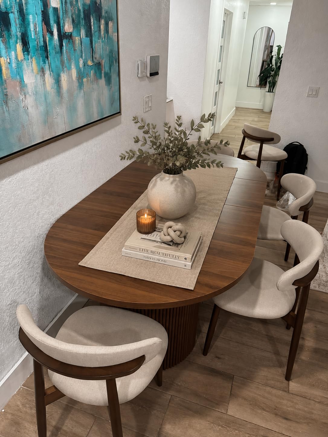 weselon 78 Inch Dining Table for 6 8 10, Modern Farmhouse Rectangular Kitchen Table, Long Dining Room Tables with Wood Strip Base for Kitchen Living Room, Natural customer photo 1