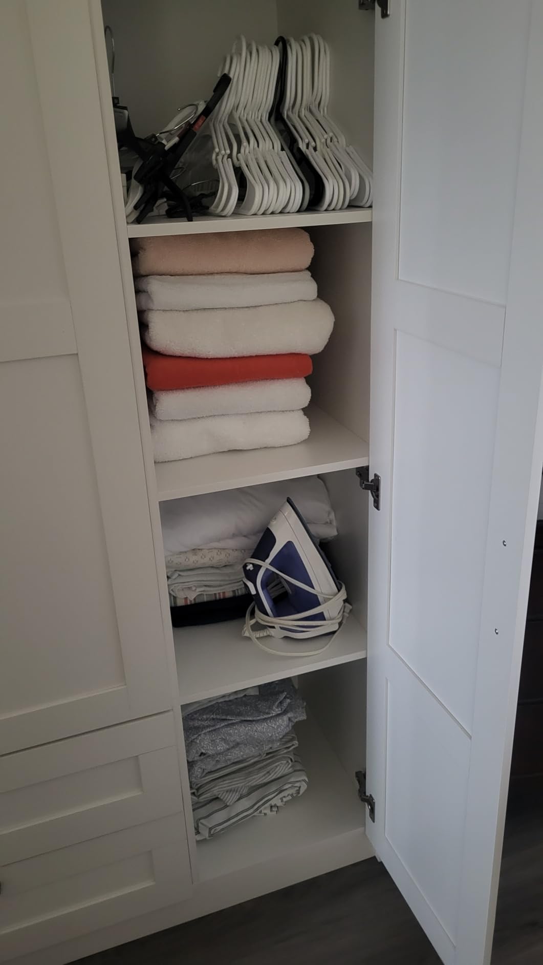 Fenghua Lizhi 3 Doors Wooden Wardrobe Closet Armoire, White Storage Cabinet for Hanging Clothes, Bedroom Large Capacity Freestanding Armoire, Wood Wardrobe Combination with Shelves customer photo 2