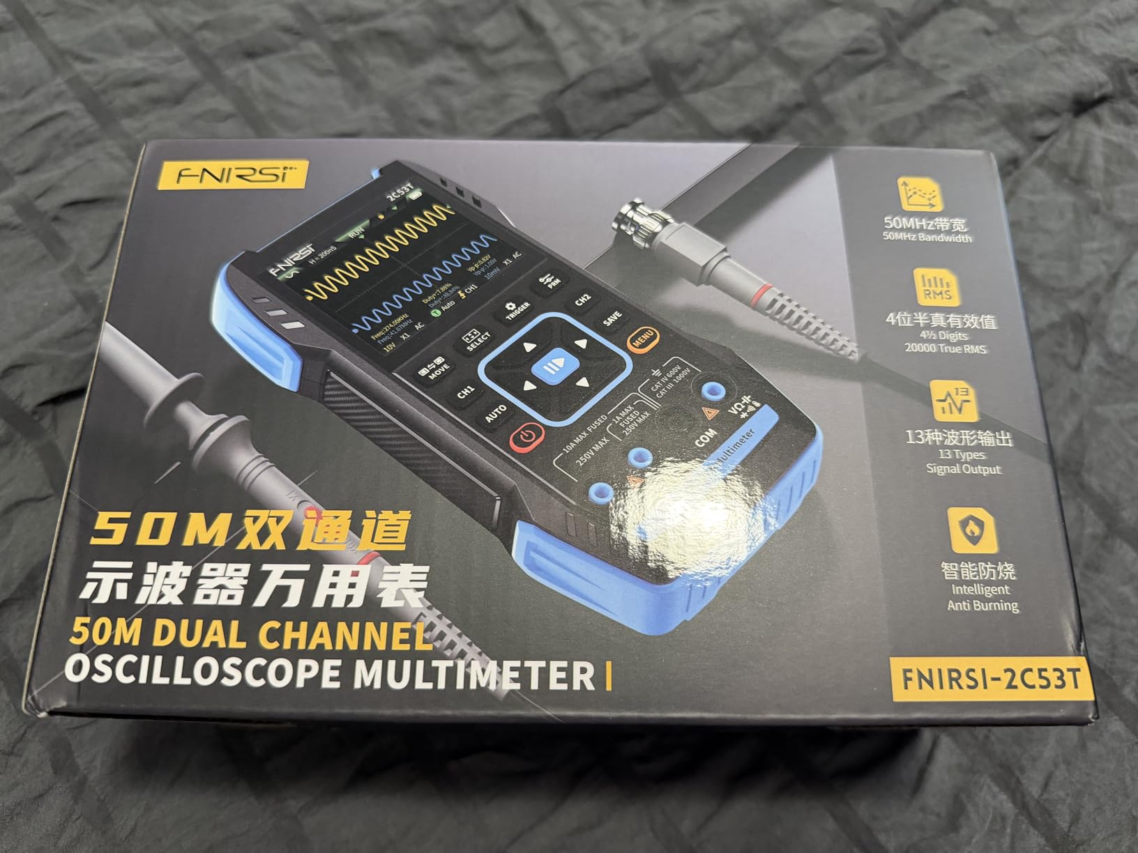FNIRSI 2C53T Upgraded Handheld Oscilloscope, 50MHz Bandwidth, 3IN1 Digital Oscilloscope Multimeter DDS Generator, 250MS/s Sampling Rate, 19999 Counts, Voltage, Current, Capacitor, Resistor, Diode Test customer photo 2