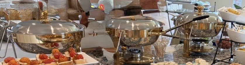 Chafing Dishes for Buffet, 4 Pack 5QT Round Stainless Steel Chafing Dish Set for Home Parties, Christmas Gatherings, Catering Events Complete Buffet Warmer Set (Golden 4) customer photo 1