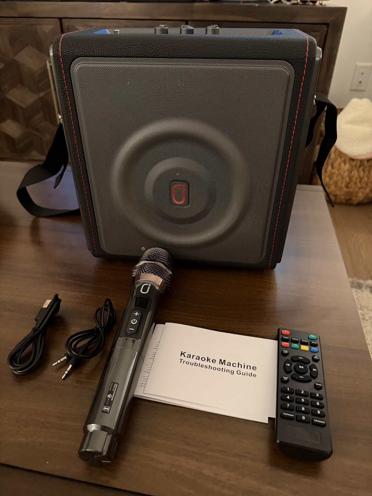 Karaoke Machine, Portable Bluetooth 5.3 Speaker with 2 Wireless Microphones for Adults, 200W Retro Leather PA System with Pitch Correction, Supports TV/TWS/TF Card/USB/AUX/Live (2MICS) customer photo 1