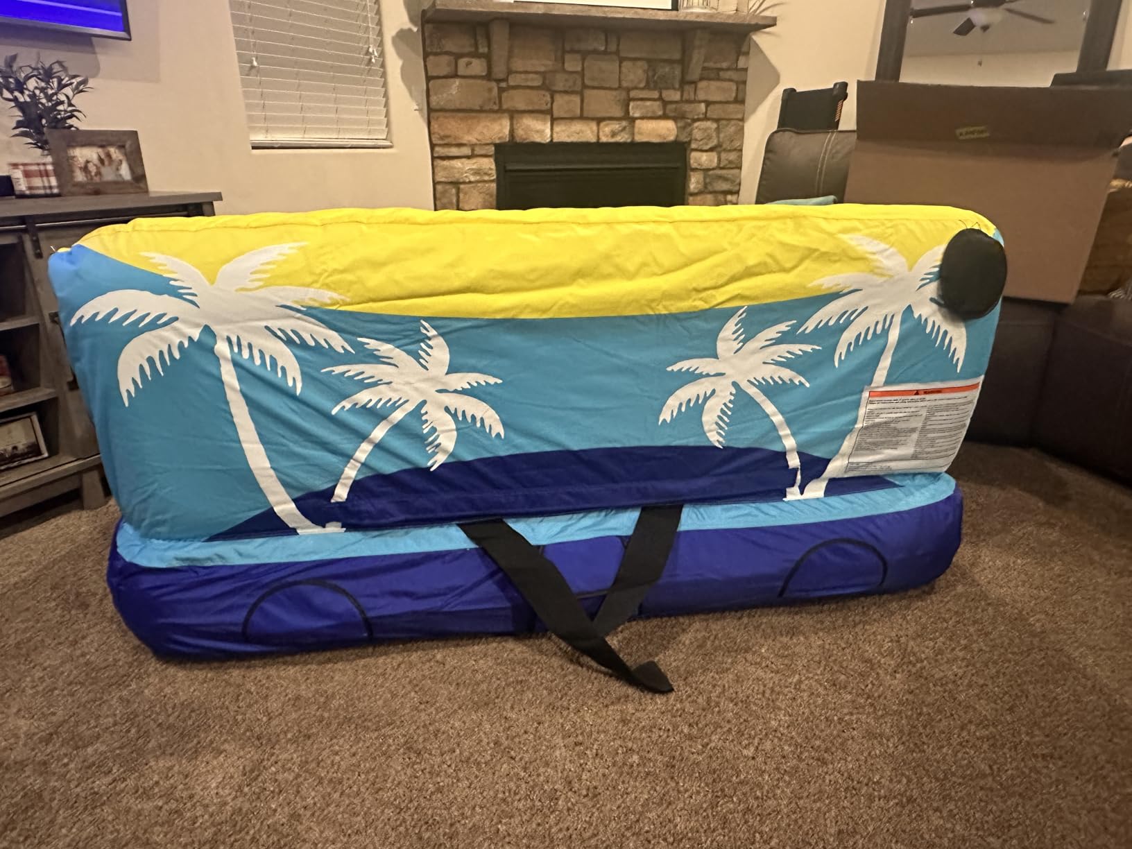 BUPPLEE 1-3 Person Inflatable Towable Tubes for Boating, Padded Bolster Handles, Reversible Couch/Cockpit/Deck Sofa Style, Tow Rope Included, Boat Tubes for Tubing, Beginner-Friendly for River Lake customer photo 1