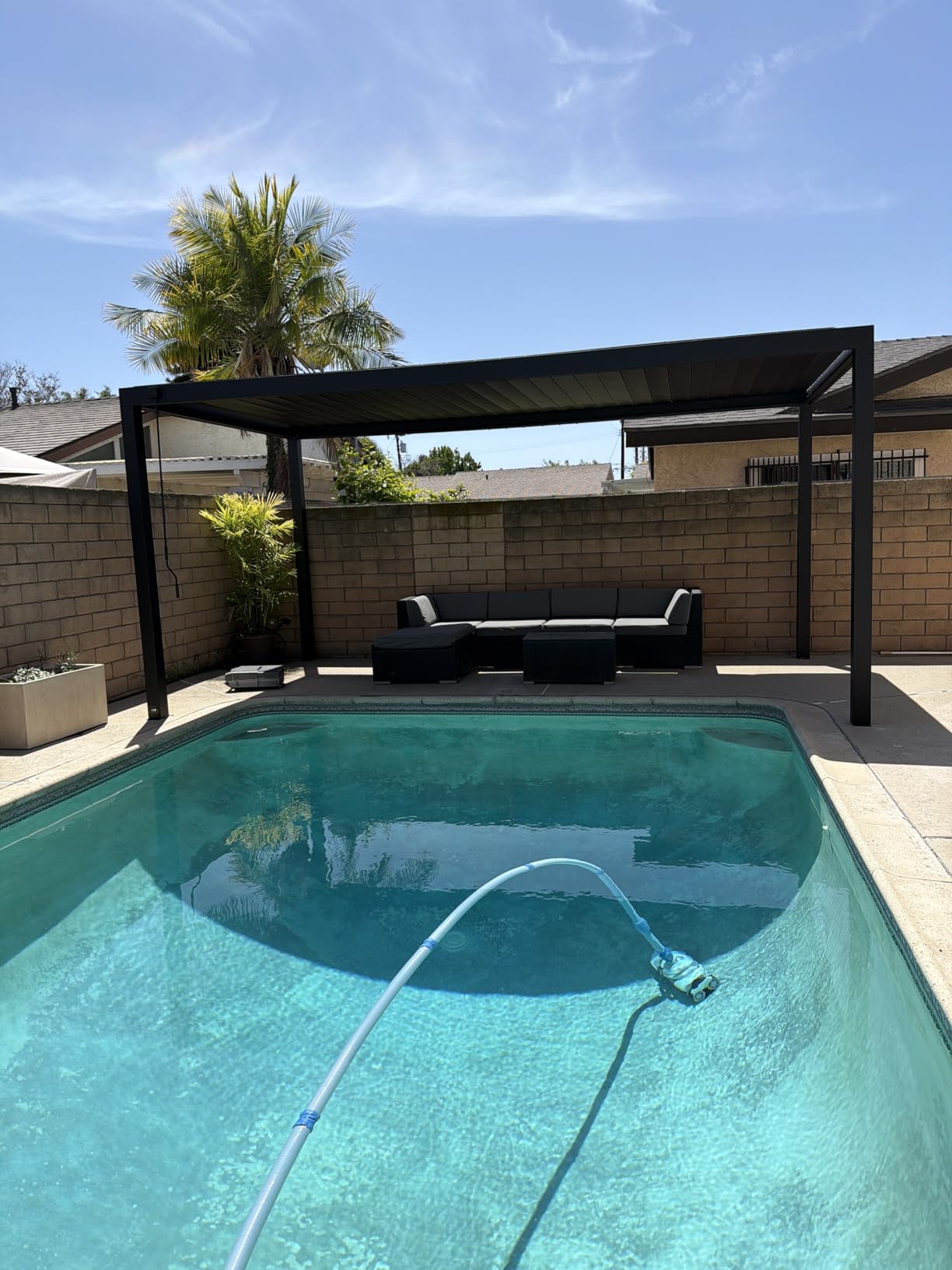 Backyard Discovery Sarasota 12' x 10' Galvanized Steel Louvered Pergola Kit with Adjustable Roof, Shade, Rain Protection, High-Wind Rating, Gutter System for Outdoor Patio, Garden, Deck, Entertaining customer photo 2