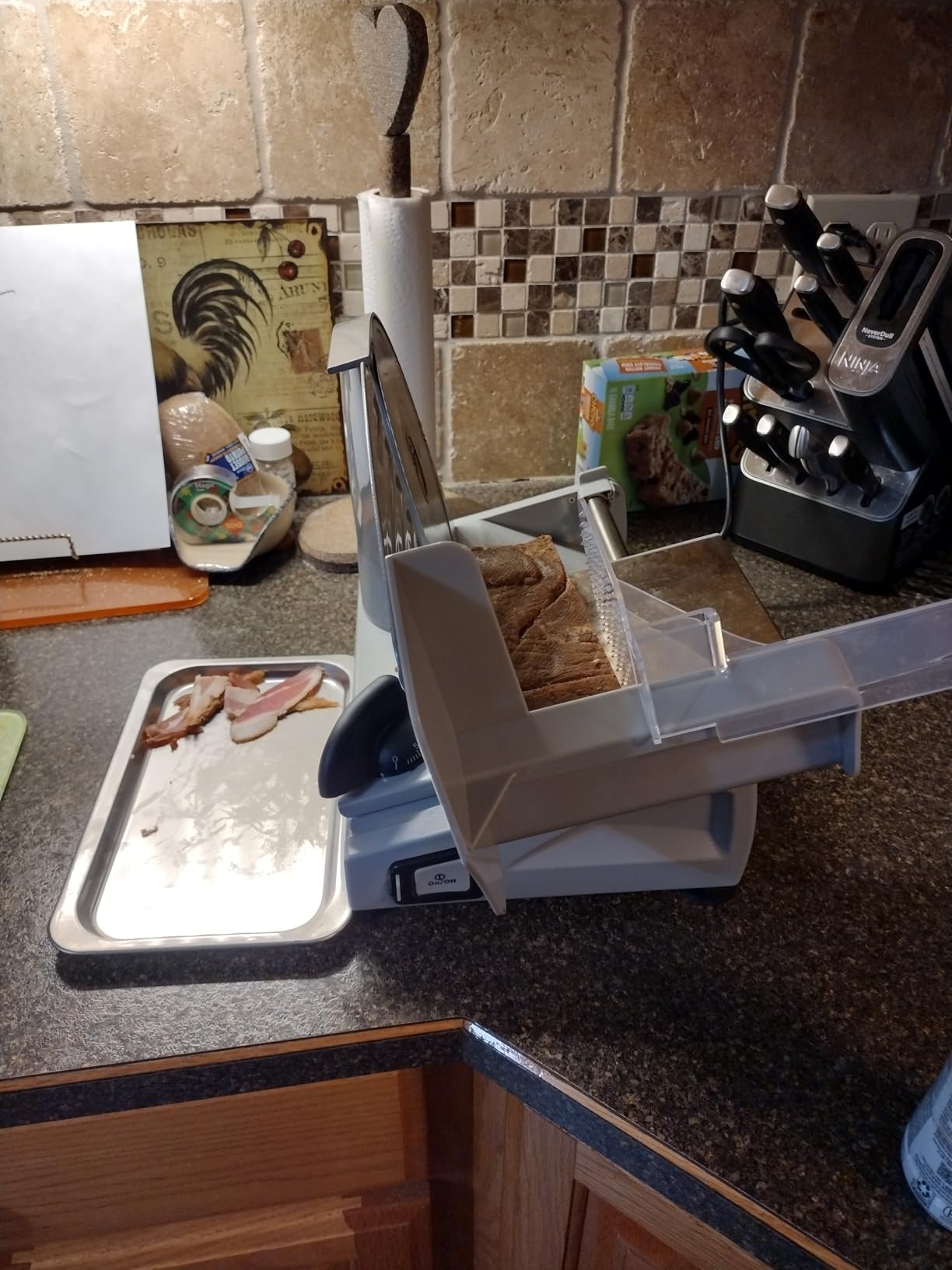 Meat Slicer, 200W Meat Slicer Machine for Home, DC Motor Quiet Deli Slicer with 2 Removable 7.5'' Stainless Steel Blades, Adjustable Dial for 0-15mm, Electric Food Slicer for Meat, Cheese, Bread customer photo 2