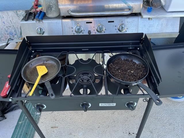 ROVSUN Single Burner Gas Stove with Side Shelf, 100,000BTU Portable Propane Stove with Removable Leg & Regulator for Camping Home Backyard Outdoor Cooking Brewing Canning Turkey Frying customer photo 2