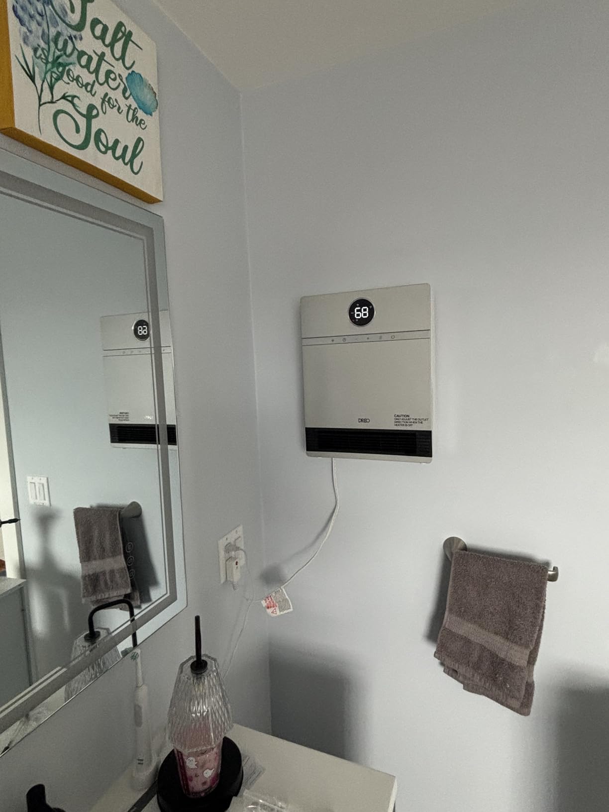 DREO Smart Wall Heater for Bathroom, IP24 Electric Space Heater with ALCI Plug for Indoor Use, 30° Oscillation, Adjustable Thermostat, Remote Control, Works with Alexa, 24H Timer, Easy-mounted Heater customer photo 1