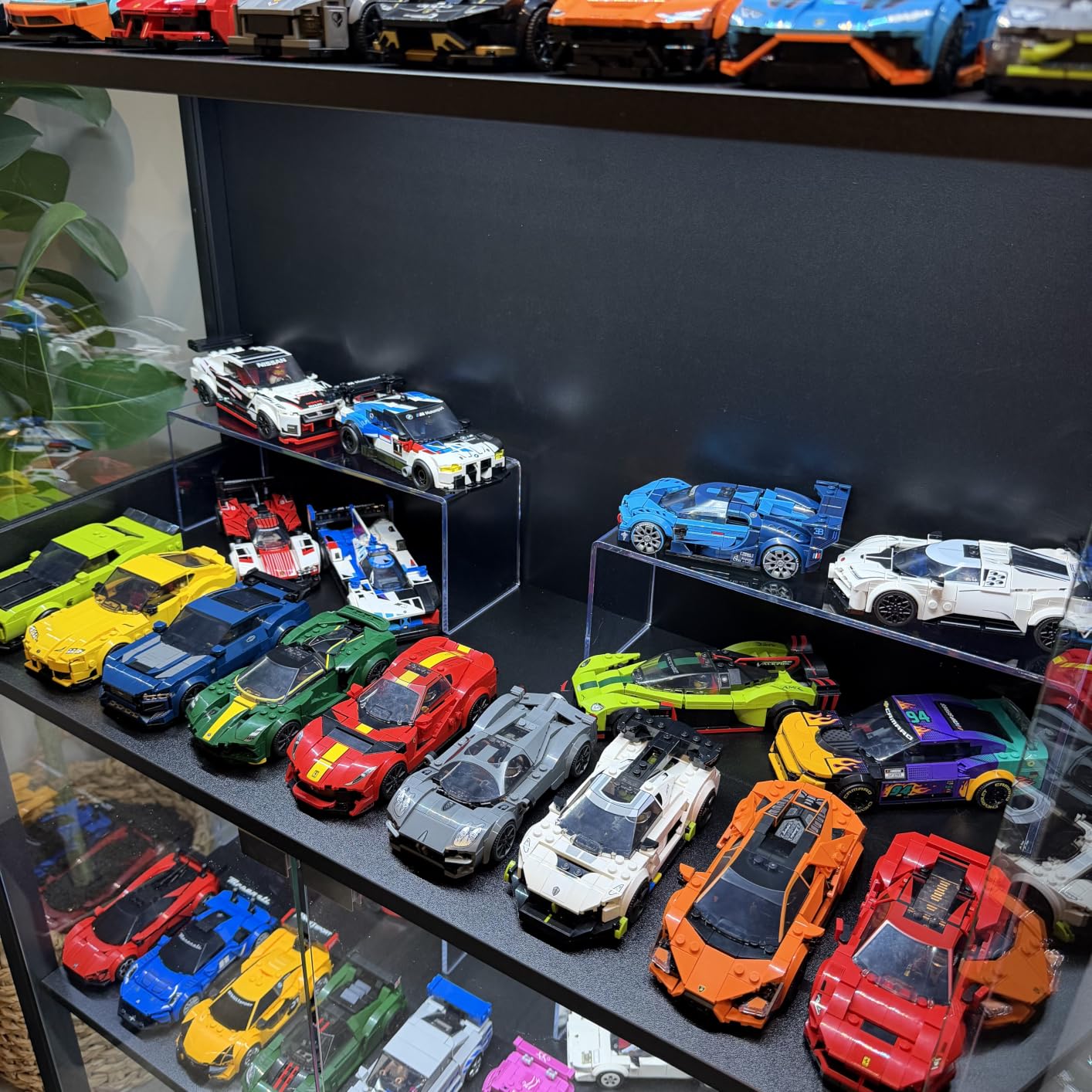 BROTTAR Display Cabinet with Glass Doors, 4-Tier Curio Cabinet with 3 Color Lights for Collectibles, Glass Display Case with Human Body Sensor, Bookcase with 4 Shelves, Storage Cabinets, Black customer photo 1