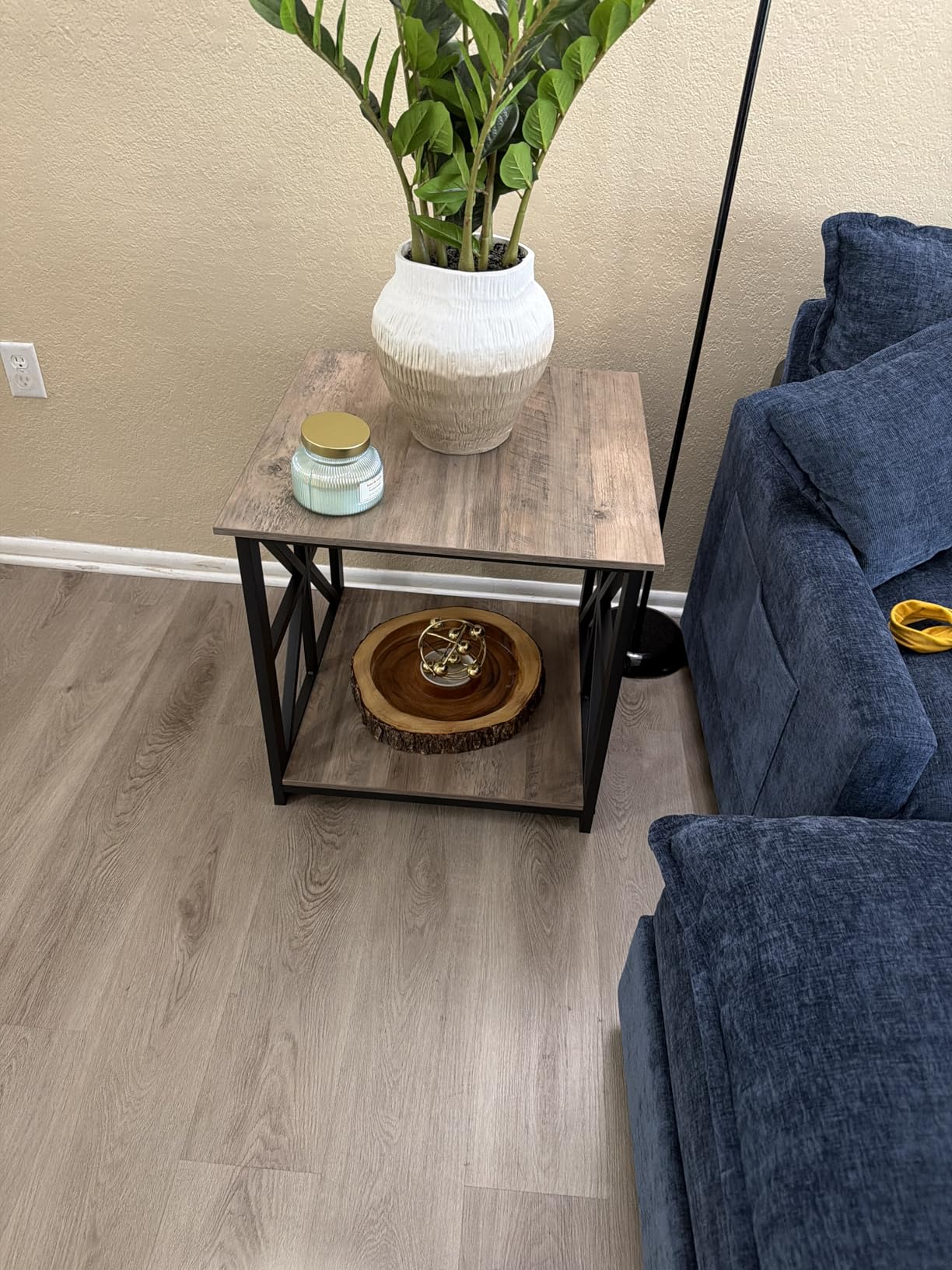 GreenForest End Table with 2-Tier Storage Shelf, 24 inch Large Side Table for Living Room, Modern Nightstand for Bedroom Bedside Office Farmhouse, Walnut customer photo 1