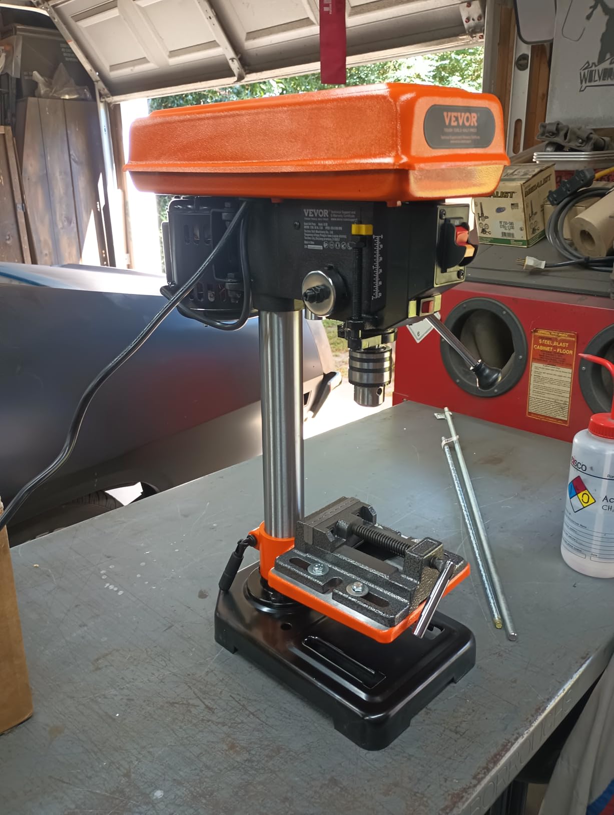 VEVOR 8 in Benchtop Drill Press, 2.5A Induction Motor, Tabletop Drilling Machine with 5-Speed Adjustable, 0-45 Degree Tilting Worktable, LED Work Light, for Wood Metal customer photo 2