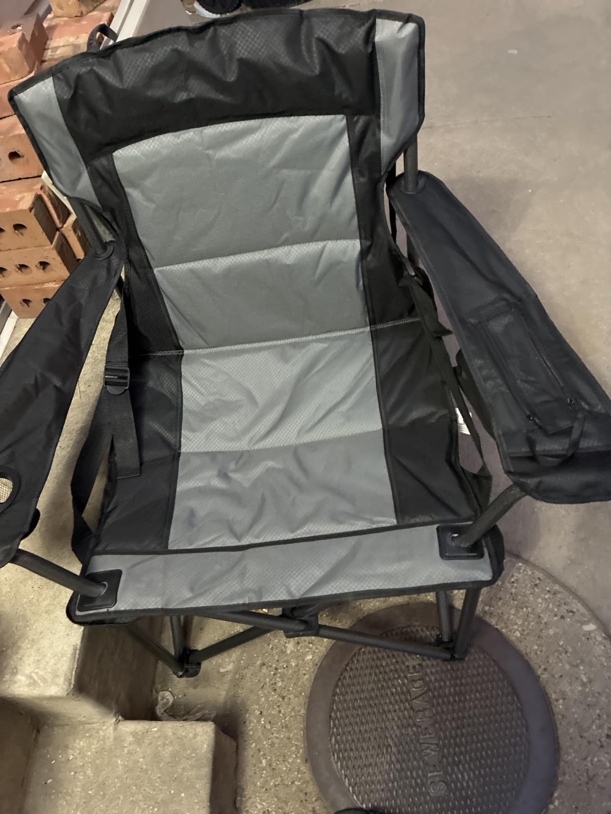 SONGMICS Oversized Camping Chair 450 lb Capacity, Heavy-Duty Outdoor Folding Lawn Chair with Cup Holder & Cooler Bag, Padded, Glamping, Ink Black UGCB066B01 customer photo 1