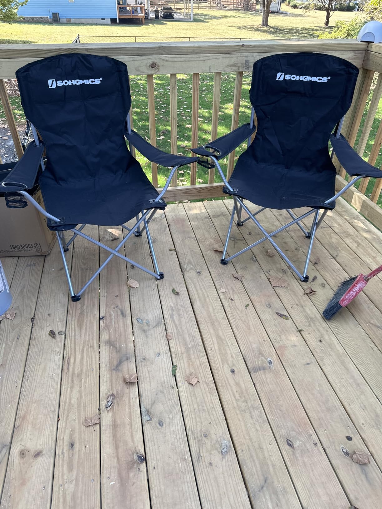 SONGMICS Oversized Camping Chair 450 lb Capacity, Heavy-Duty Outdoor Folding Lawn Chair with Cup Holder & Cooler Bag, Padded, Glamping, Ink Black UGCB066B01 customer photo 2