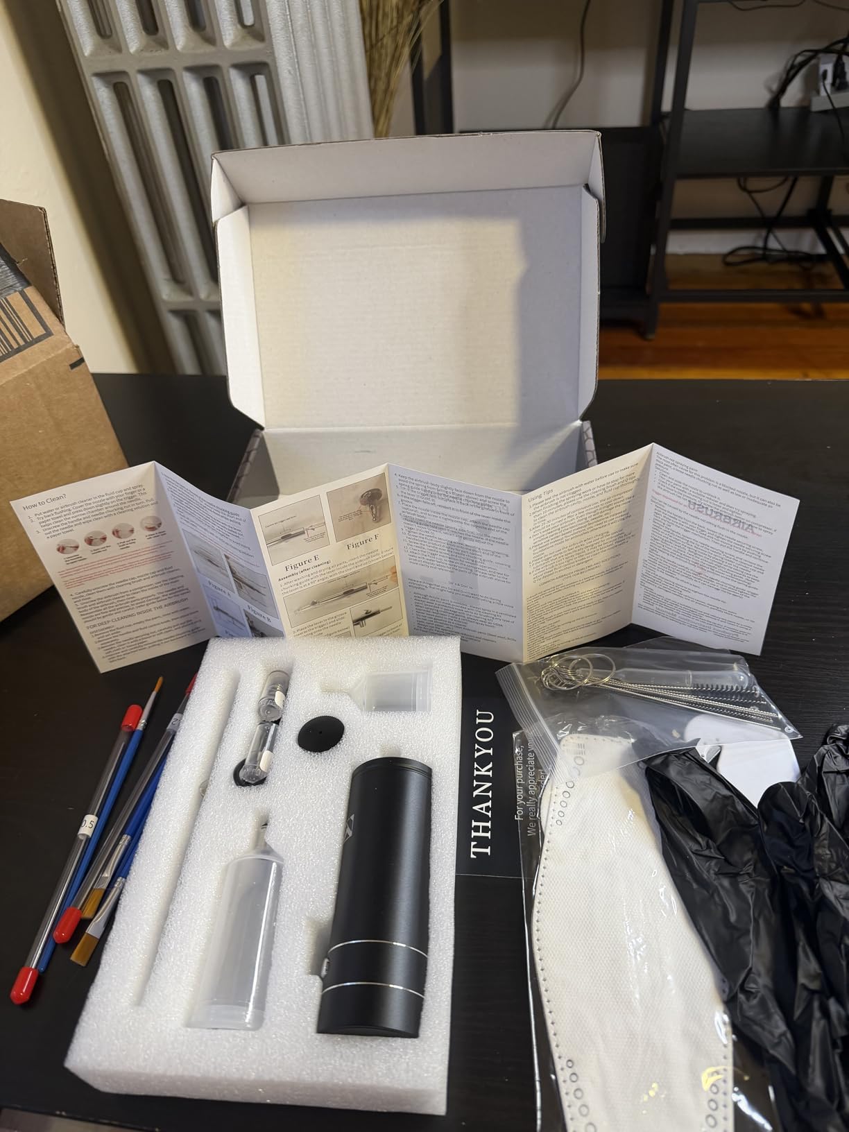 AKALLIBRE Airbrush Kit with Compressor, 48PSI High-Pressure Non-Clogging Airbrush Gun with 0.2/0.3/0.5mm Nozzles, Portable Airbrush for Nails Art, Cake Decoration, Painting etc. (Black) customer photo 2
