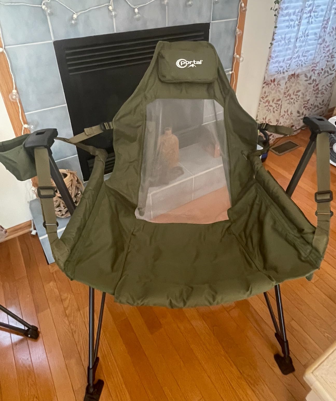 Portal Hammock Camping Chair, Portable Outdoor Swinging Chairs with Adjustable Back and Height for Lawn, Backyard, Patio, Supports 400 lbs, Breathable Mesh High Back, Black customer photo 1