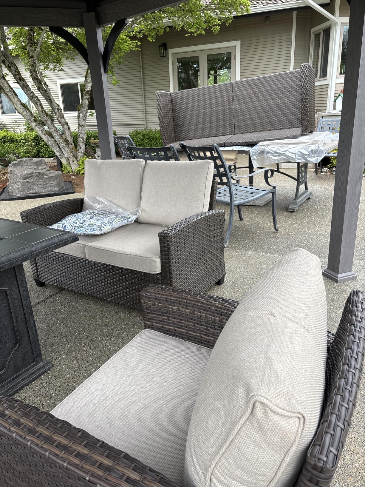 HERA'S HOUSE Patio Furniture Set, 5 Pieces Outdoor Wicker Furniture, All Weather Rattan Patio Conversation Set, Deep Seating Outdoor Sofa Sets for Lawn Deck Backyard, Brown/Beige customer photo 2