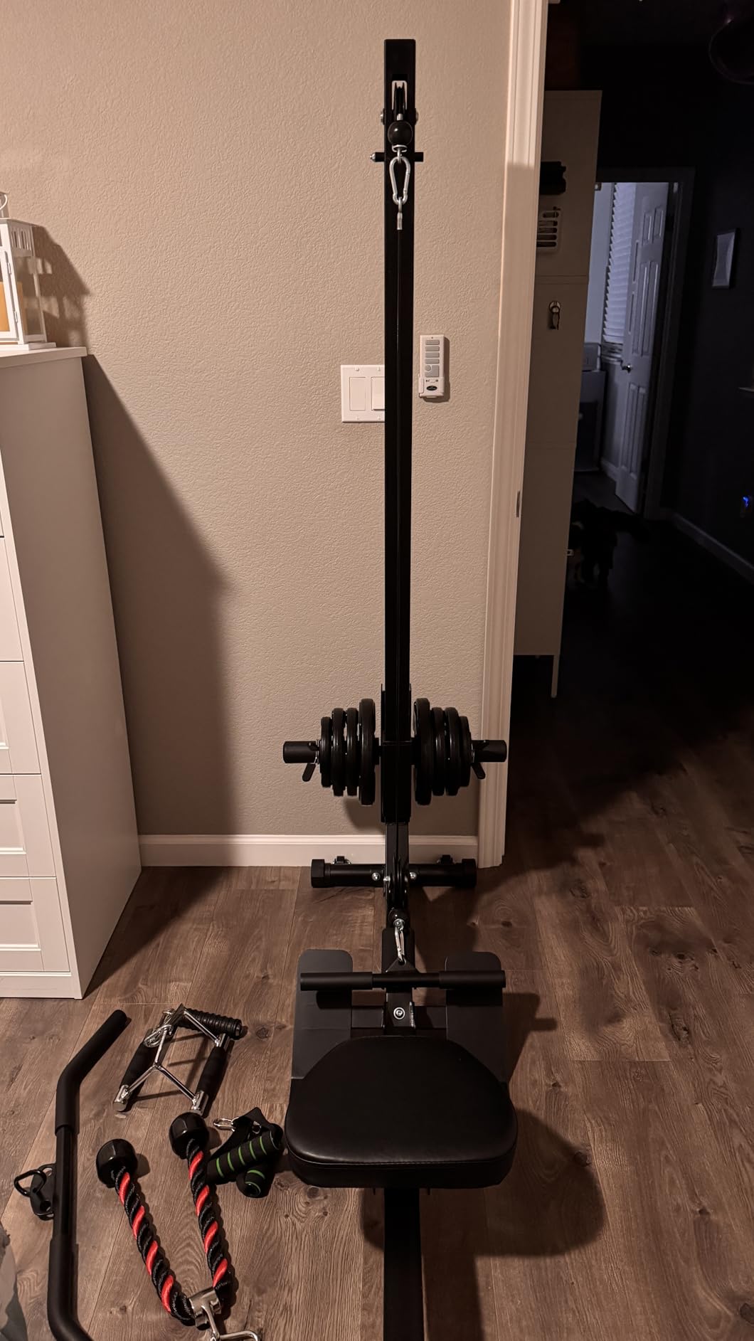 BEKING Foldable Rowing Machine, Adjustable LAT Pull Down & Low Row Cable Machine with Weight Plates, 2 in 1 Multi-Function Compact Rowing Machine with High/Low Pulley Stations customer photo 1