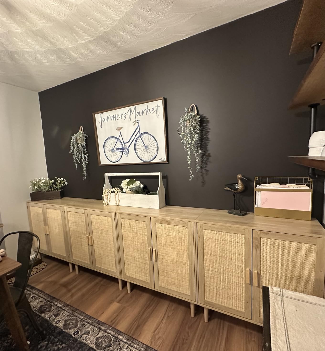 VEVOR Rattan Buffet Cabinet with Storage, 4 Magnetic Doors and Adjustable Shelves, Sideboard for Hallway, Living Room, Kitchen, Natural customer photo 2