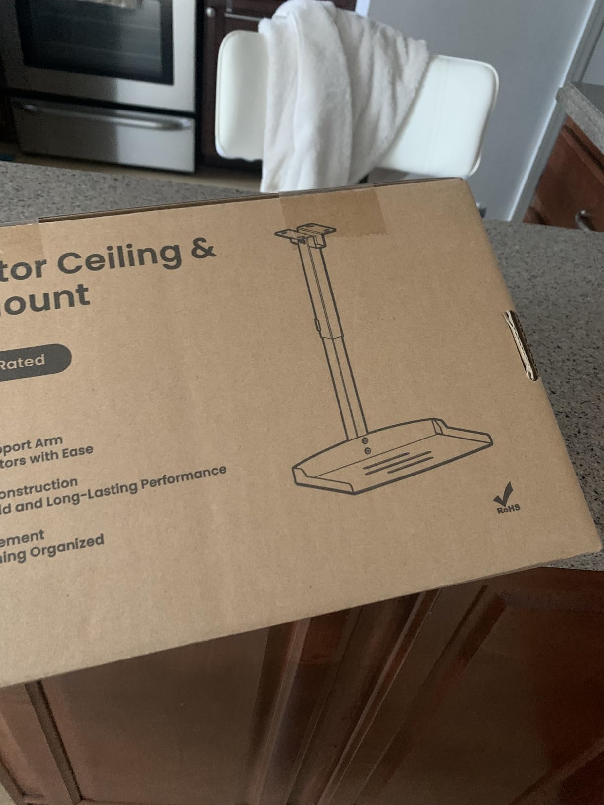 Projector Ceiling Mount with Tray, Adjustable Height Universal Bracket with Concealed Cable Management, No Hole Installation, Holds up to 22 lbs - Ideal for Home Theater & Office (White) customer photo 2