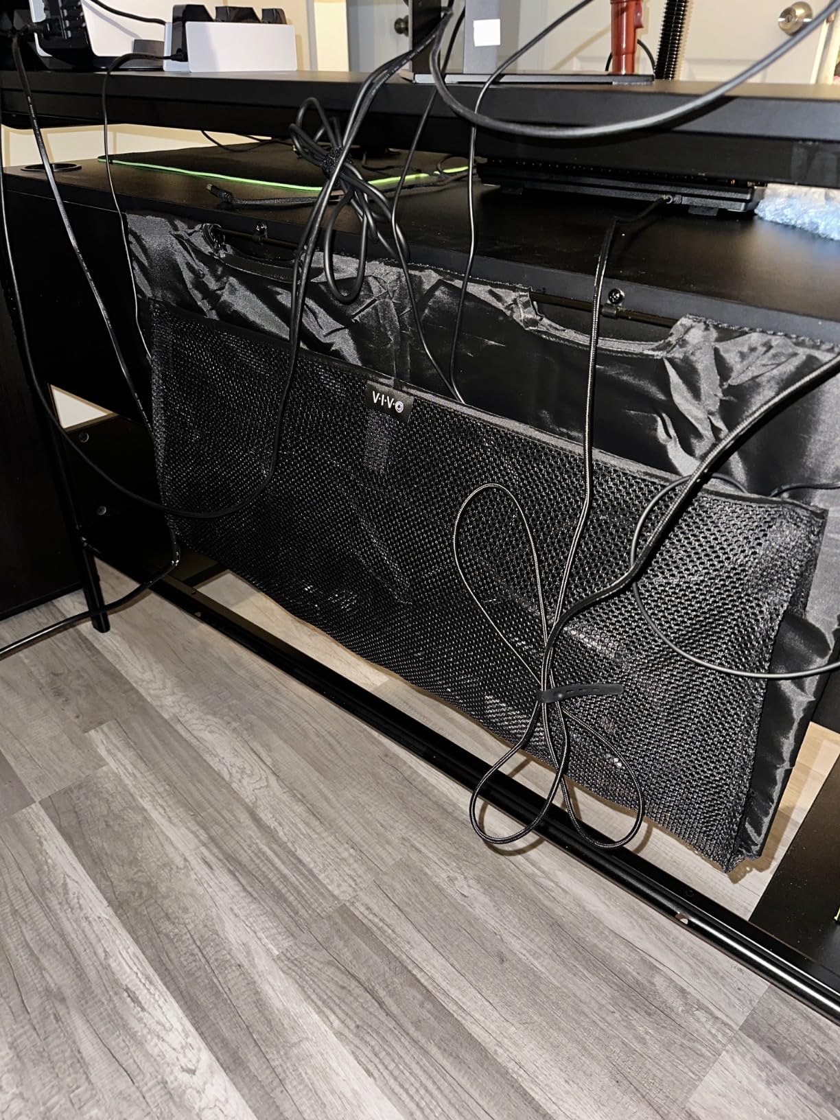 VIVO Black 48 inch Under Desk Privacy and Cable Management Organizer Sleeve, Wire Hider Kit Panel System, DESK-SKIRT-48 customer photo 2