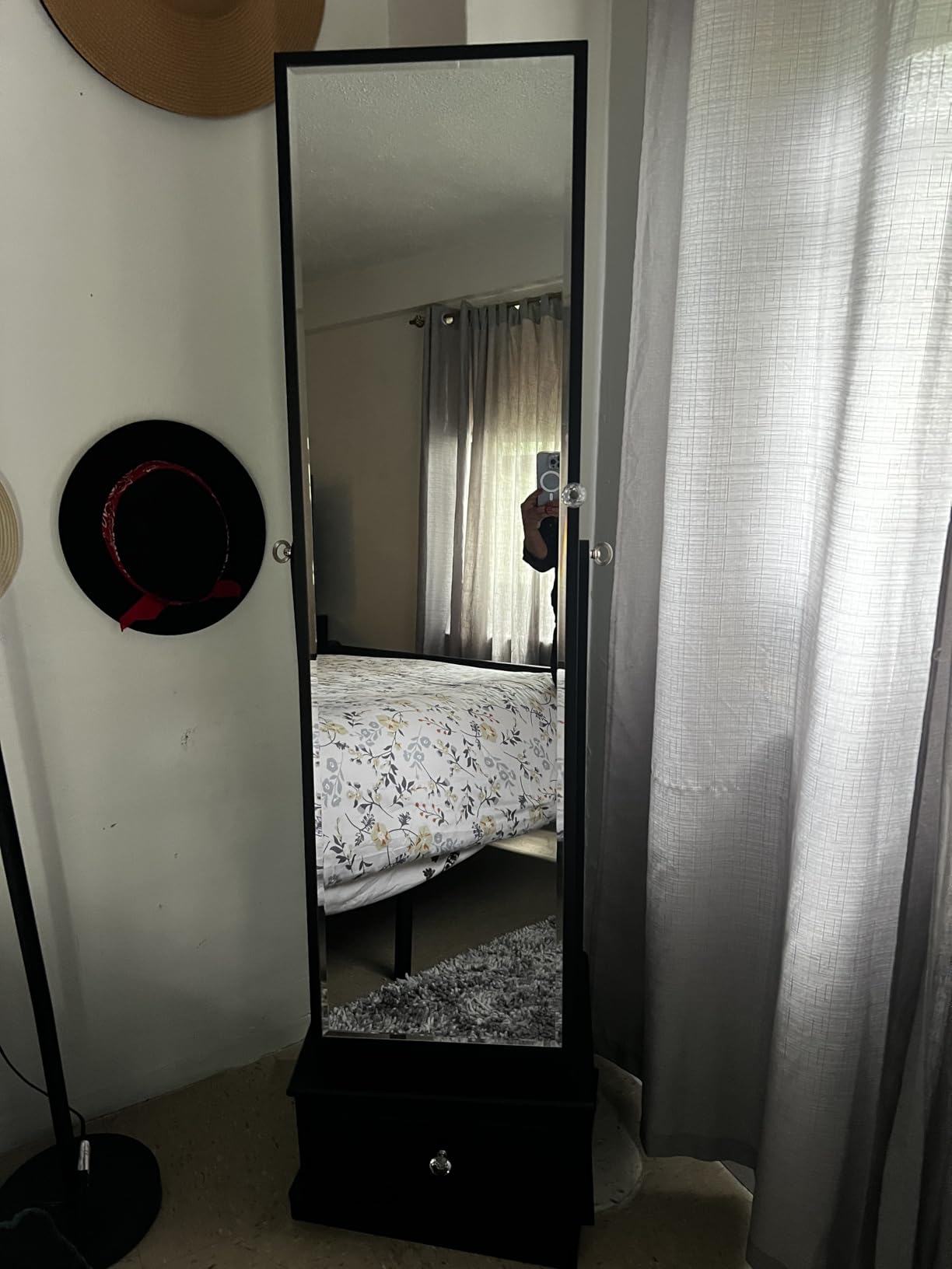 Best Choice Products 360 Swivel Mirrored Jewelry Cabinet, Standing Armoire, Makeup Storage Organizer, w/LED-lit Mirror, 3 Shelves - Walnut customer photo 2